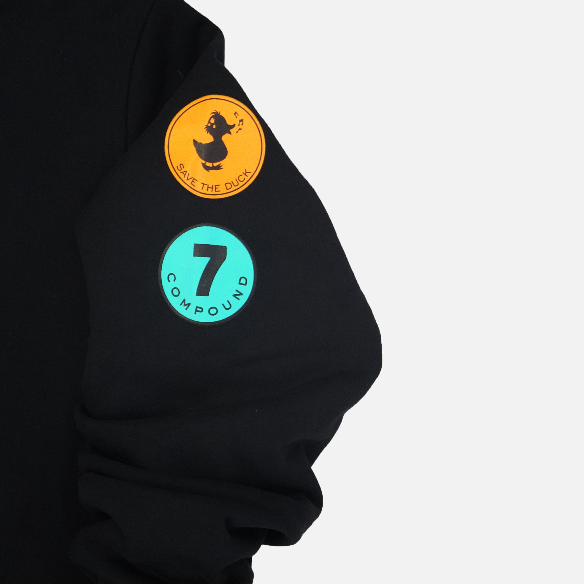 COMPOUND X SAVE THE DUCK 7 CONTINENTS HOODIE - Black & White Unisex Winter Jacket for Outdoor Adventures & Urban Style