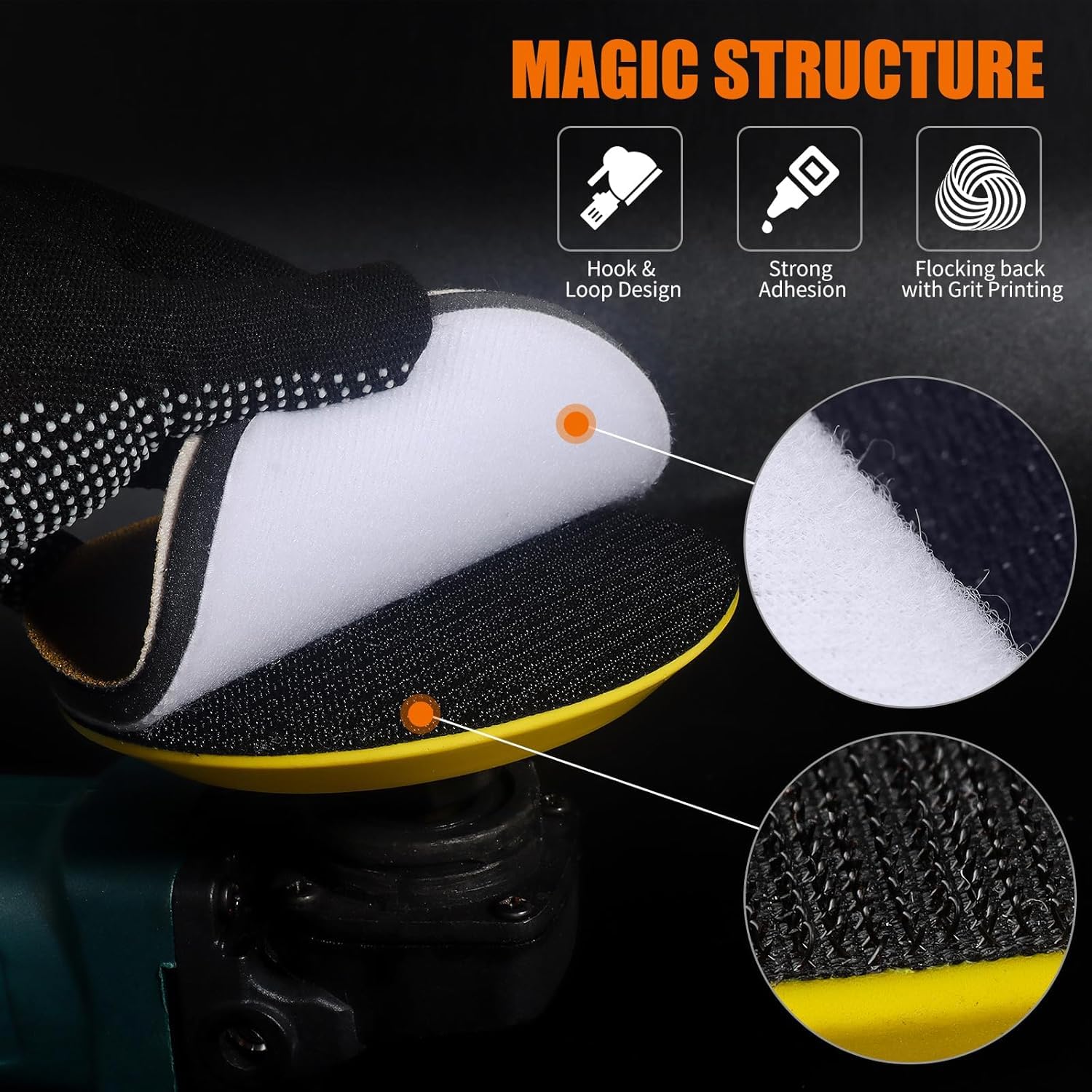 4 PCS 5 Inch Hook and Loop Backing Pad for Angle Grinder - 5/8-11 Thread Sanding Disc Backing Plate with Foam Interface - Perfect for Woodworking, Metal Polishing & DIY Projects