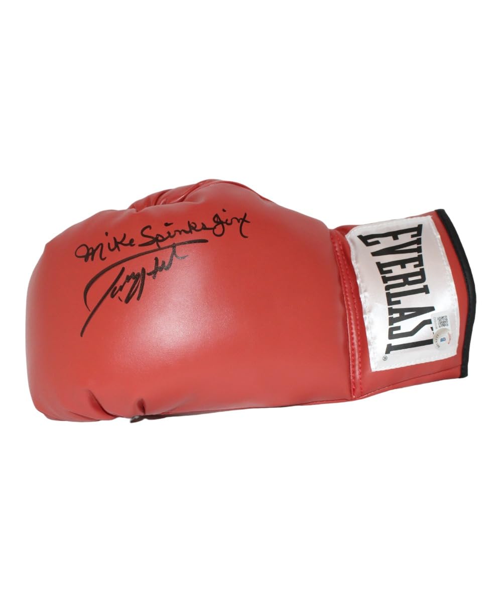 Larry Holmes & Michael Spinks Autographed Red Left Boxing Glove - Beckett Certified - Collectible Memorabilia for Boxing Fans & Sports Enthusiasts - Perfect for Display in Man Cave, Sports Bar, or Home Gym