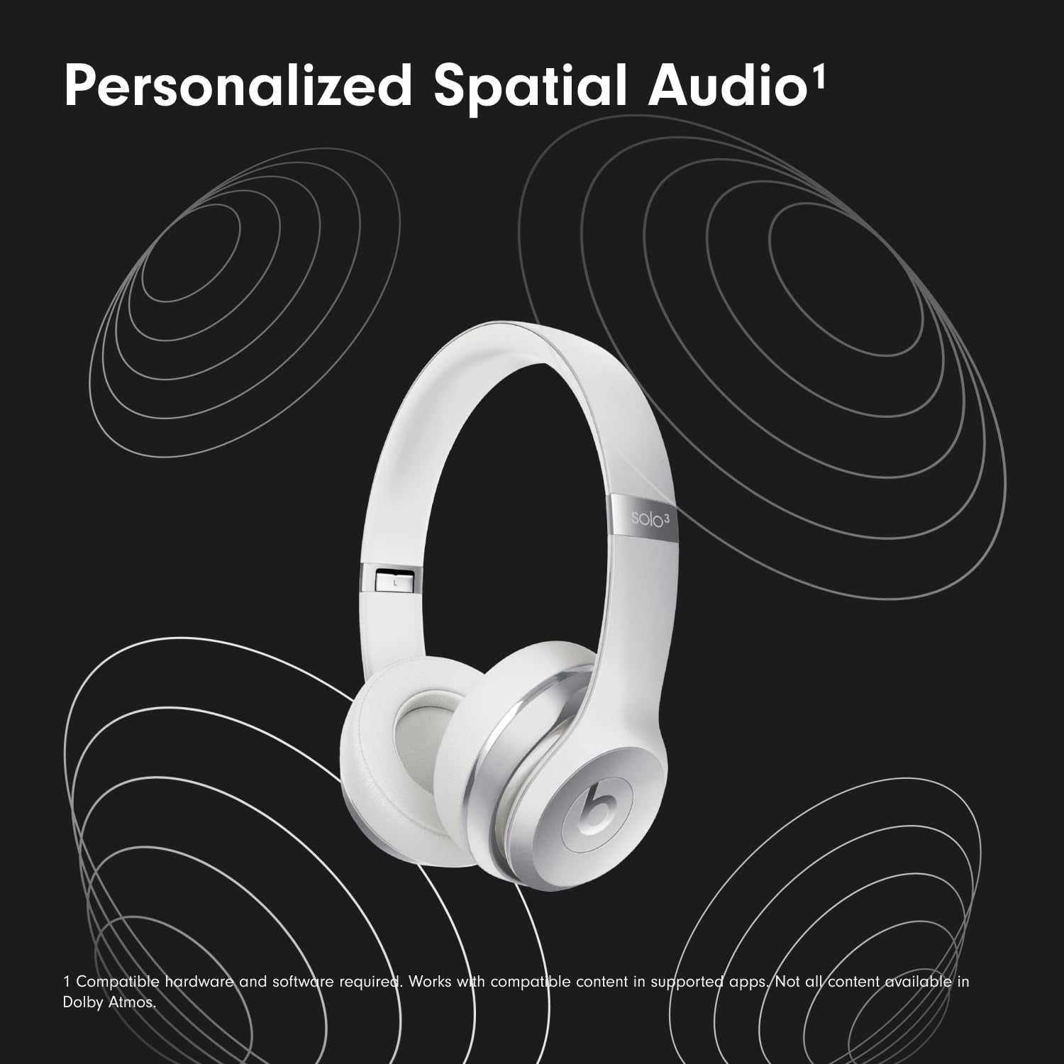 Beats Solo3 Wireless Bluetooth On-Ear Headphones - Apple & Android Compatible, 40H Battery Life, Noise Isolation - Silver (Latest Model) for Commuting, Workouts & Travel