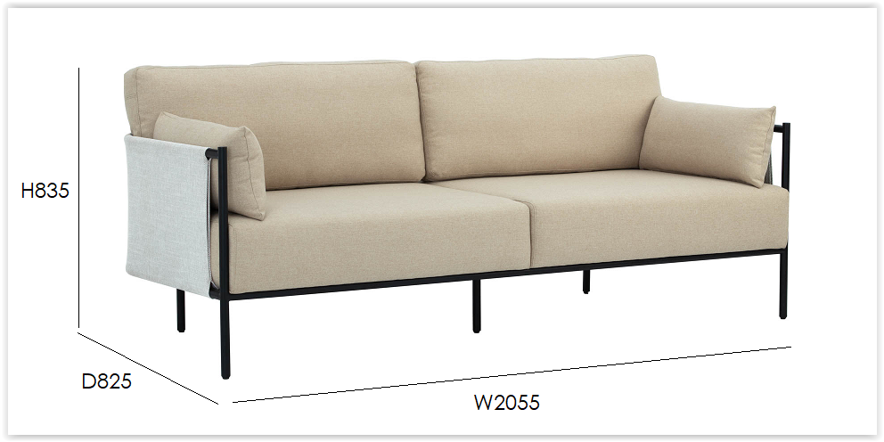 TREDIA 3-Seater Modern Sofa in Silver & Midnight Blue - Comfortable Living Room Couch for Small Spaces, Apartments and Cozy Home Decor