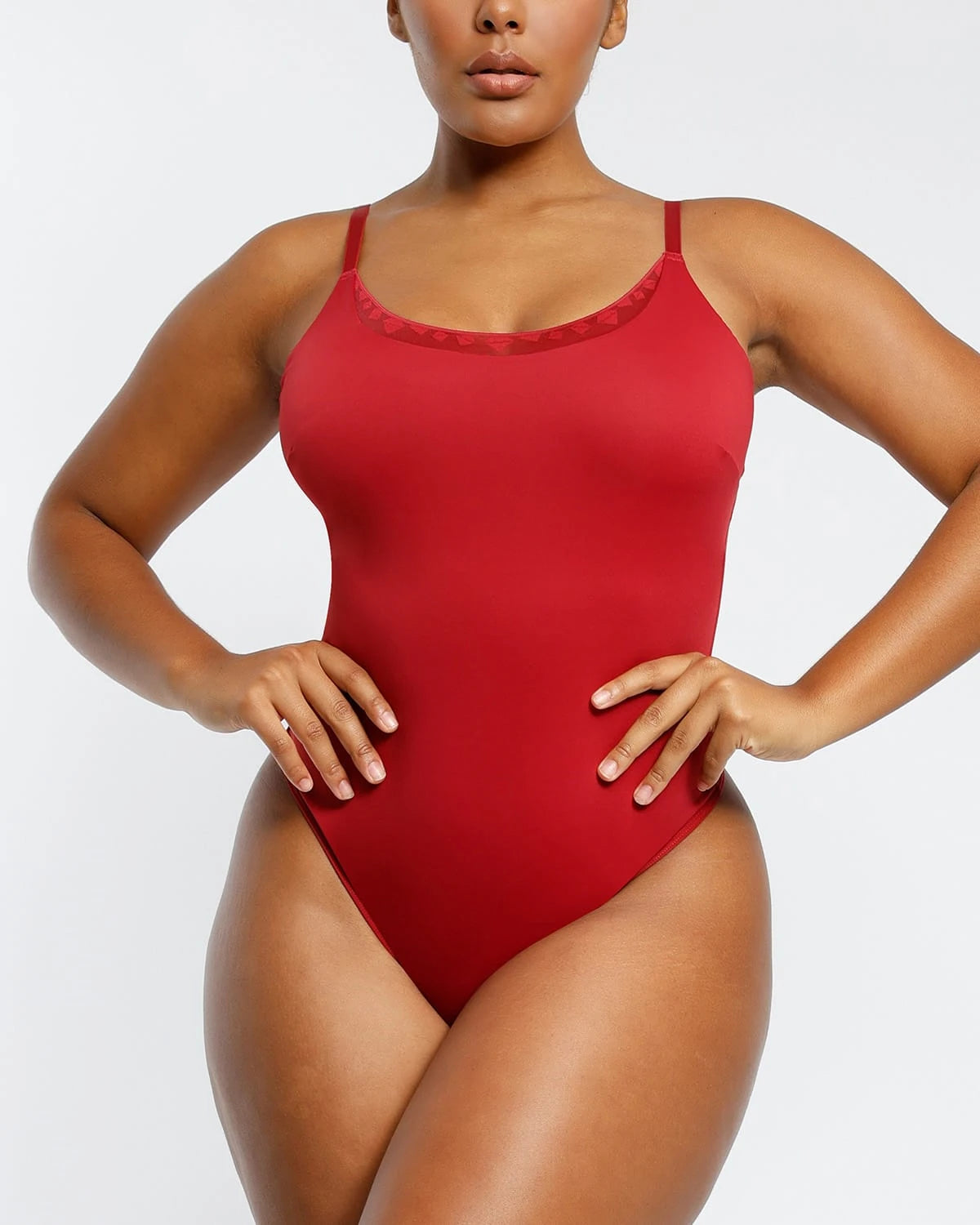 AirSlim® Lace Trim Cami Thong Bodysuit for Women - Sexy Lingerie Bodysuit with Adjustable Straps & Comfortable Fit - Perfect for Date Night, Boudoir Photography & Romantic Occasions