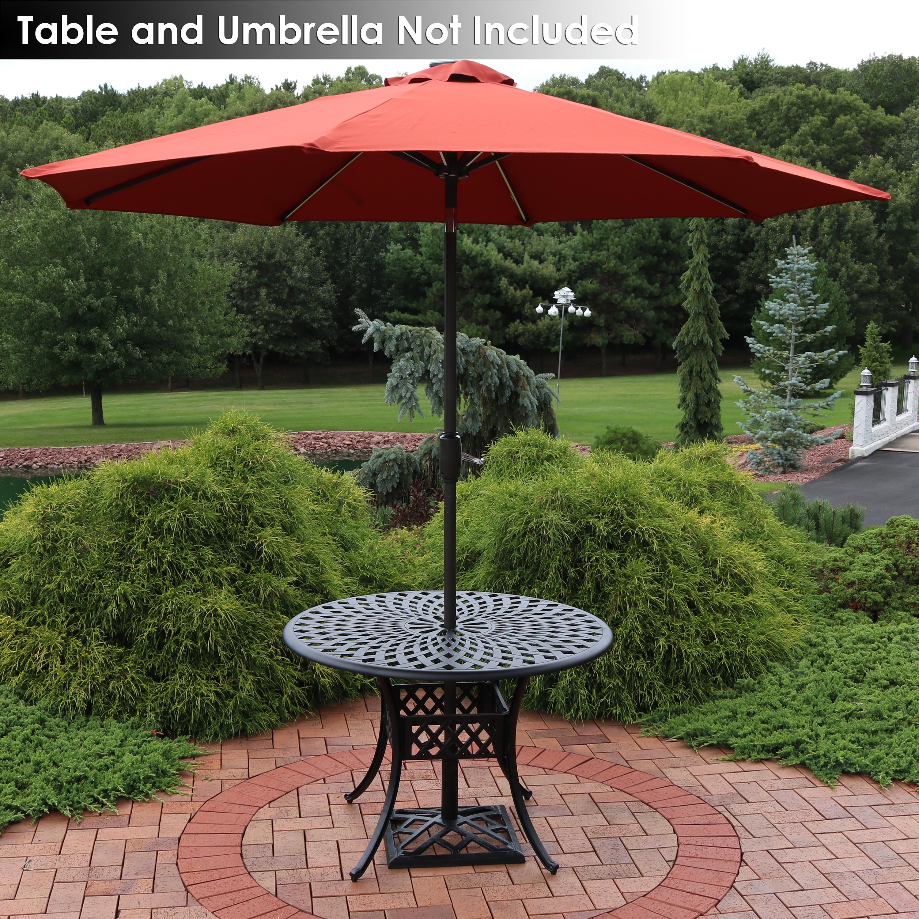 Sunnydaze Modern Geometric Cast Iron Patio Umbrella Base - 17 Inch Square Heavy Duty Outdoor Umbrella Stand for Garden, Deck, Poolside & Backyard