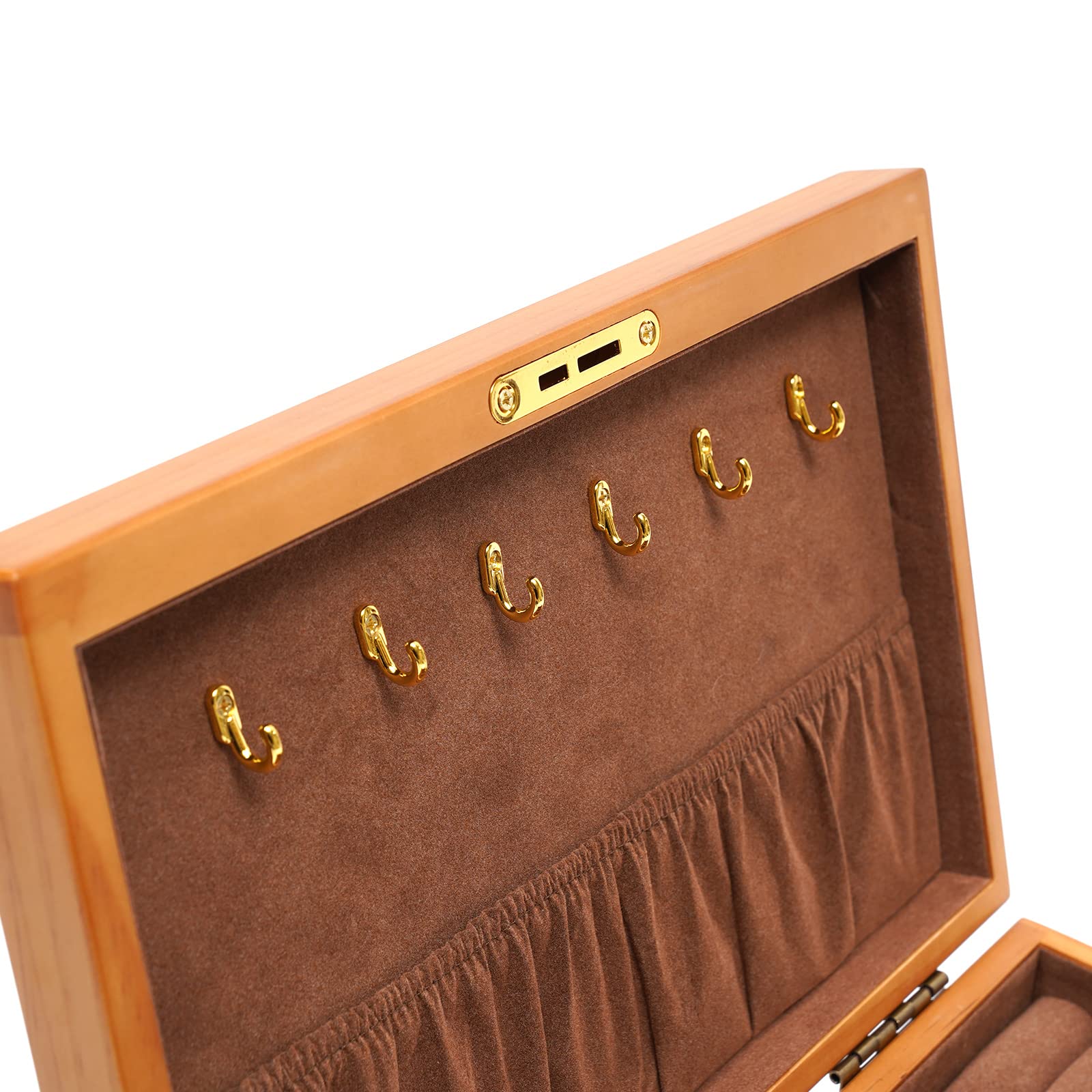 3 Layer Wooden Jewelry Storage Box with 3 Drawers - Organizer for Earrings, Necklaces, Bracelets, Rings & Pendants - Portable Travel Jewelry Case for Women - Perfect for Home, Office & Vacation Use