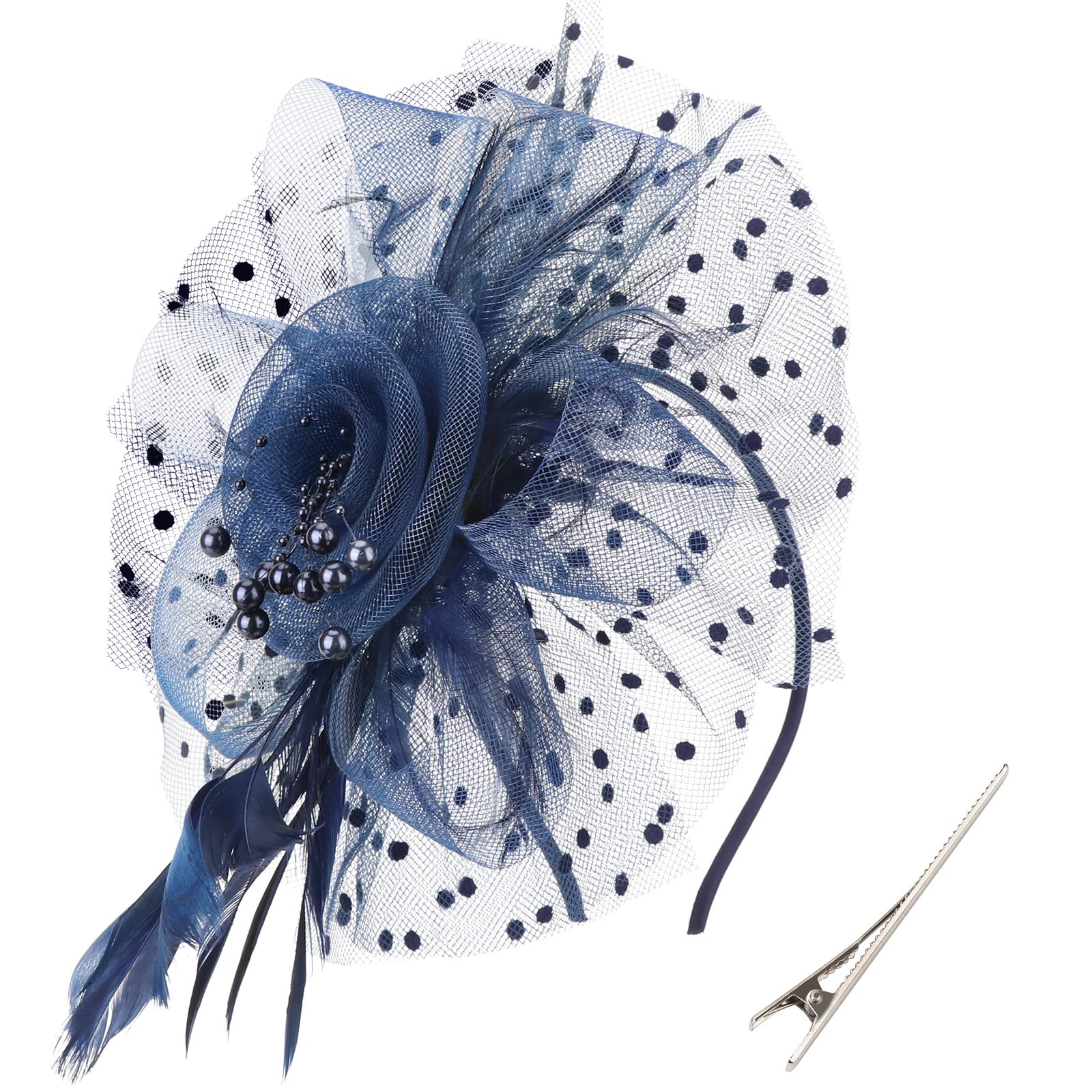 Elegant Women's Kentucky Derby Fascinator Hats with Flower, Headband & Clip - Tea Party Headwear for Women & Girls - Perfect for Derby Day, Weddings & Special Occasions