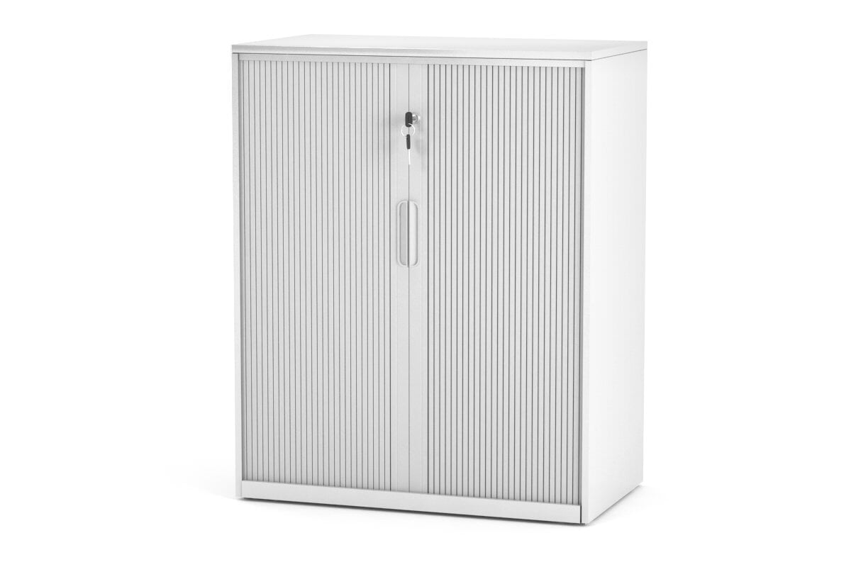 Tambour Sliding Door Storage Cabinet - Metal Organizer with Dimensions 1025H x 900W - Perfect for Home Office, Living Room, and Garage Storage Solutions