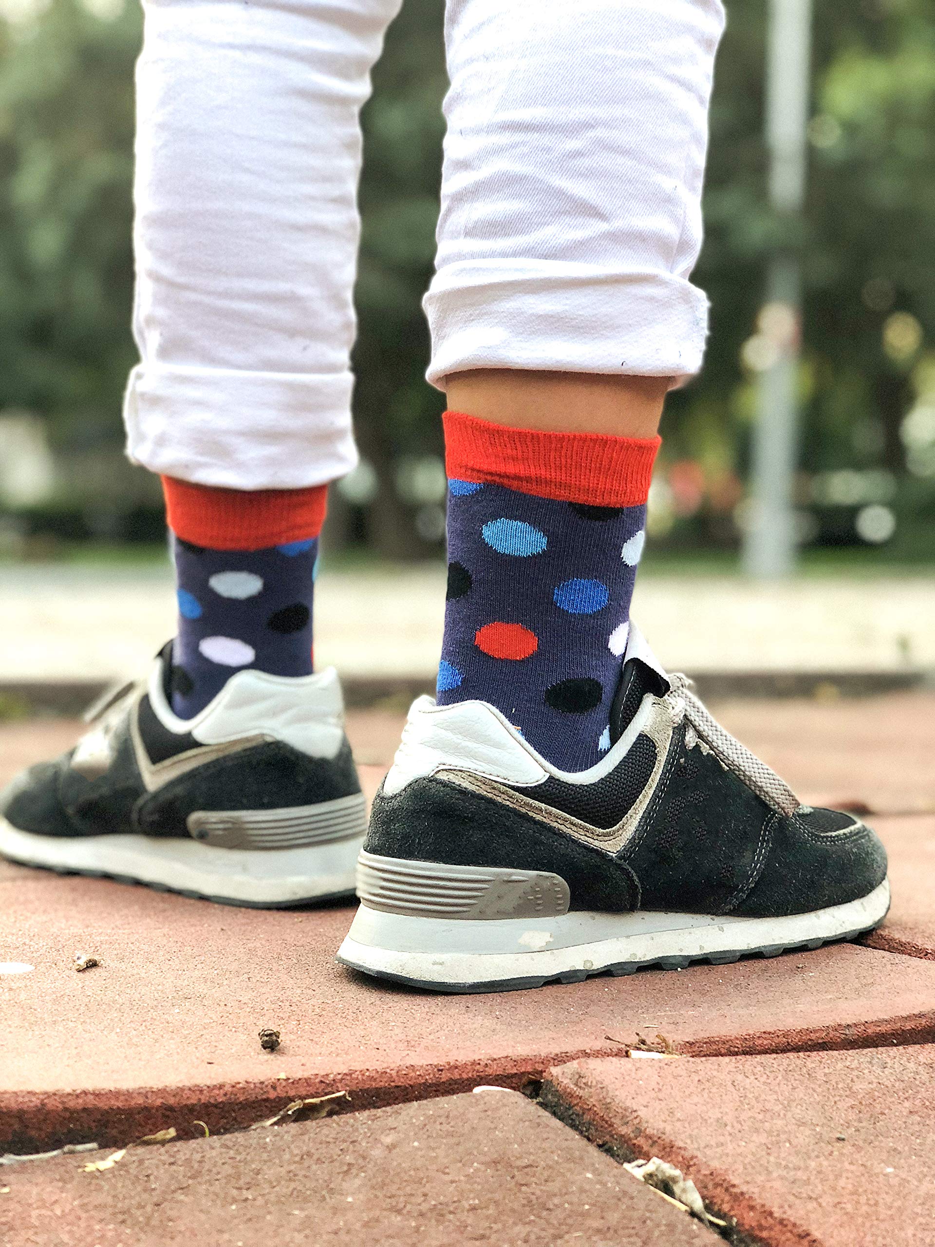 Kids 5-Pair Fun Colorful Cotton Crew Socks Gift Set - Soft Comfortable Dress Socks for School, Party & Everyday Wear