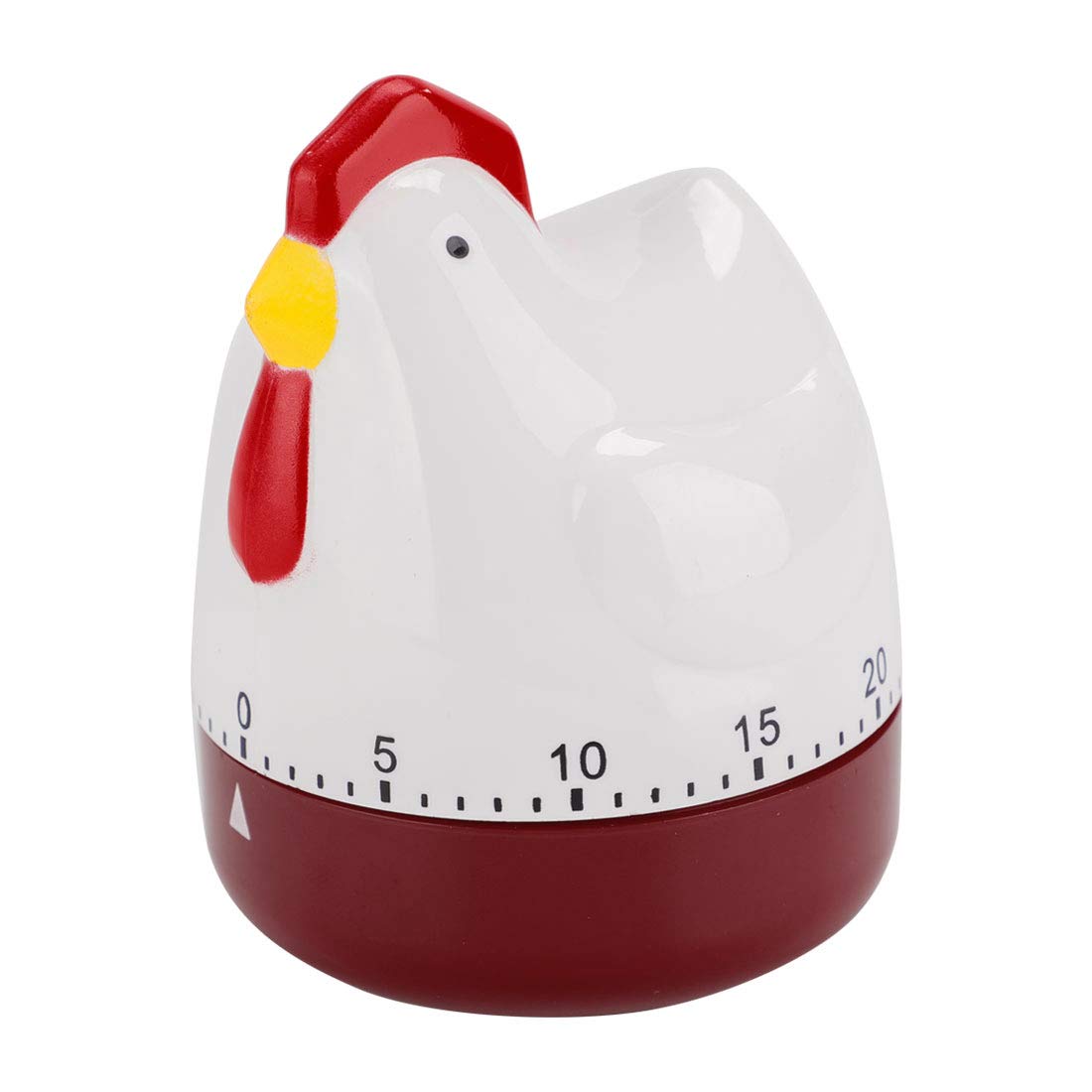 uxcell 60-Second Chicken-Shaped Mechanical Kitchen Timer Alarm Clock - White & Red for Cooking, Baking, and Home Use