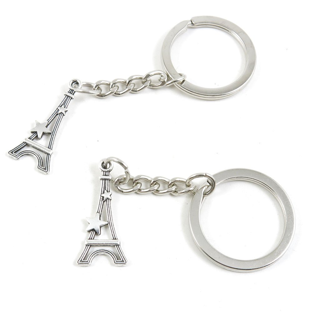 Bulk Keychain Keyrings with Paris Eiffel Tower Charms - 50pcs Jewelry Making Supplies for DIY Keychains, Door Keys & Car Keys - Perfect for Crafting, Gifts & Organization