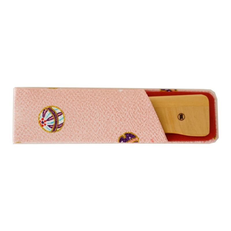 Handmade Kyoto Japanese Akane Madder Wood Comb with Chirimen Crepe Fabric Case - Traditional Hair Accessory for Women, Bridal, Cosplay & Kimono Styling