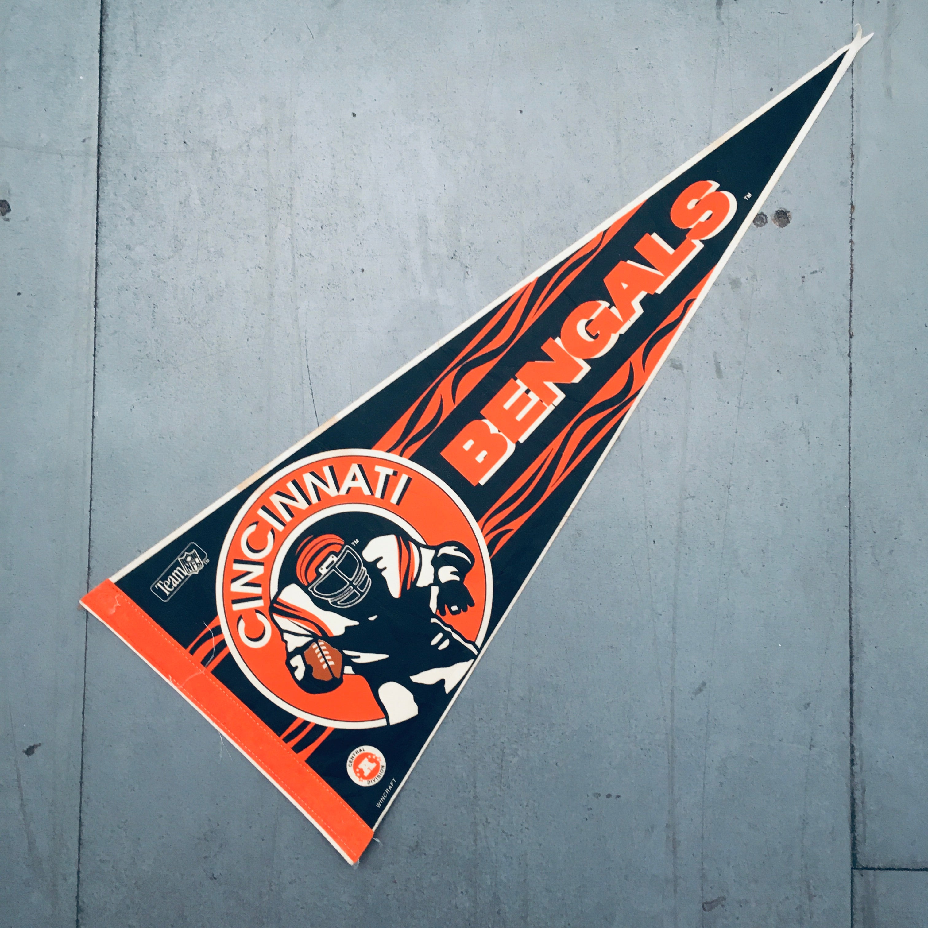 Vintage 1990s Cincinnati Bengals Wincraft Felt Pennant - NFL Football Team Collectible for Fans, Man Cave & Sports Memorabilia Display