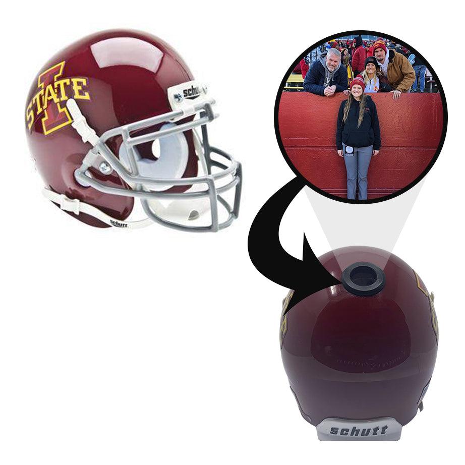 Iowa State Cyclones College Football Collectible Mini Helmet with Display Stand - Perfect for Fans, Memorabilia Collectors, and Home Office Decor