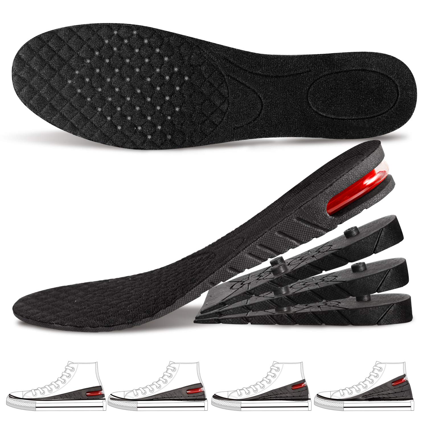 GTETKDE 3.54 Inch Shoe Lifts for Women & Men - Height Increase Insoles for Taller Appearance - Adjustable Height Extender Inserts for Uneven Legs Correction - Comfortable Vertex Boost Insoles for Daily Wear - Perfect for Work, Dating & Special Occasions