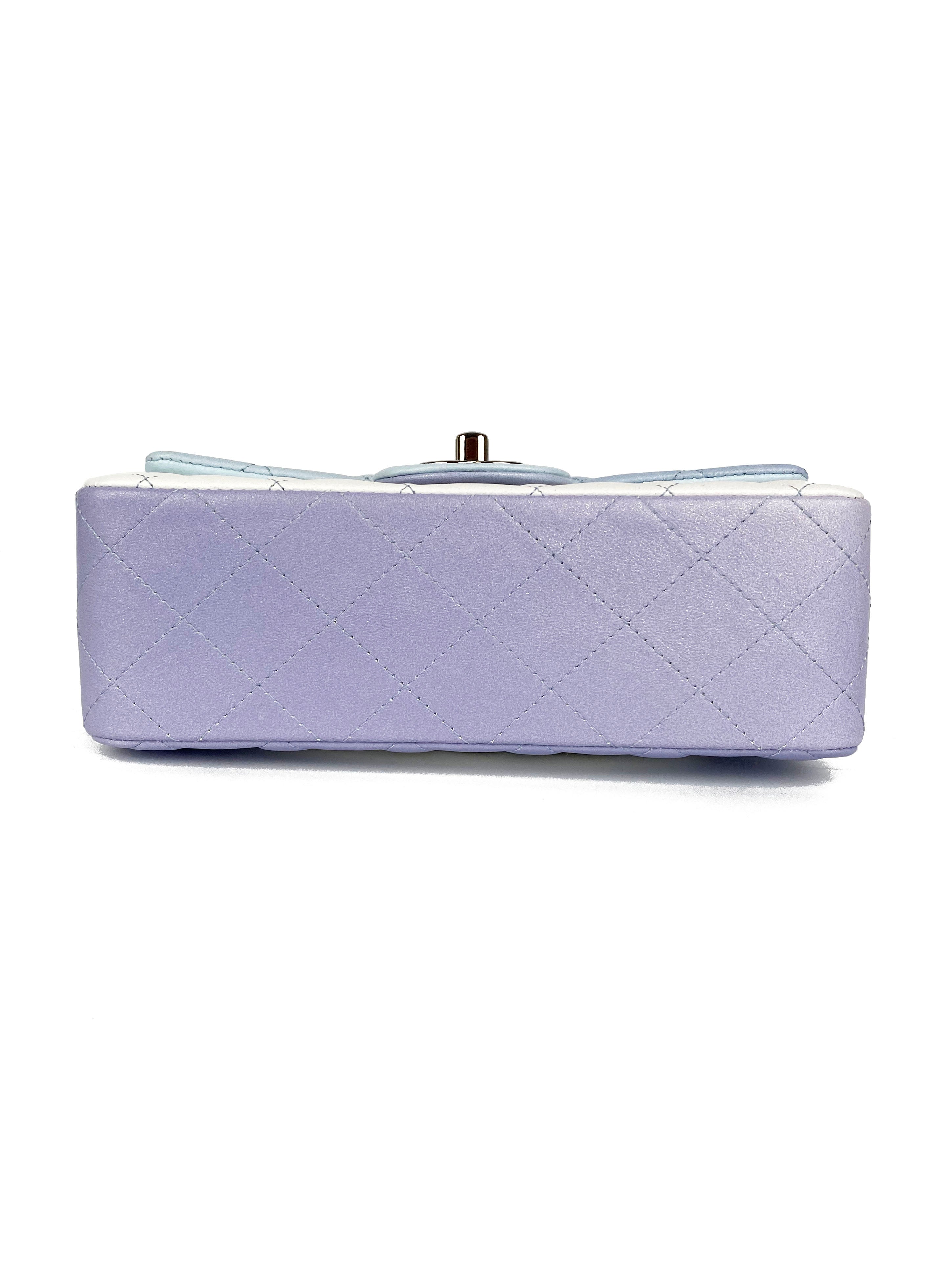 Chanel Glittery Multicolour Mini Classic Flap Bag with Silver Hardware - Luxury Evening Clutch for Parties & Special Occasions