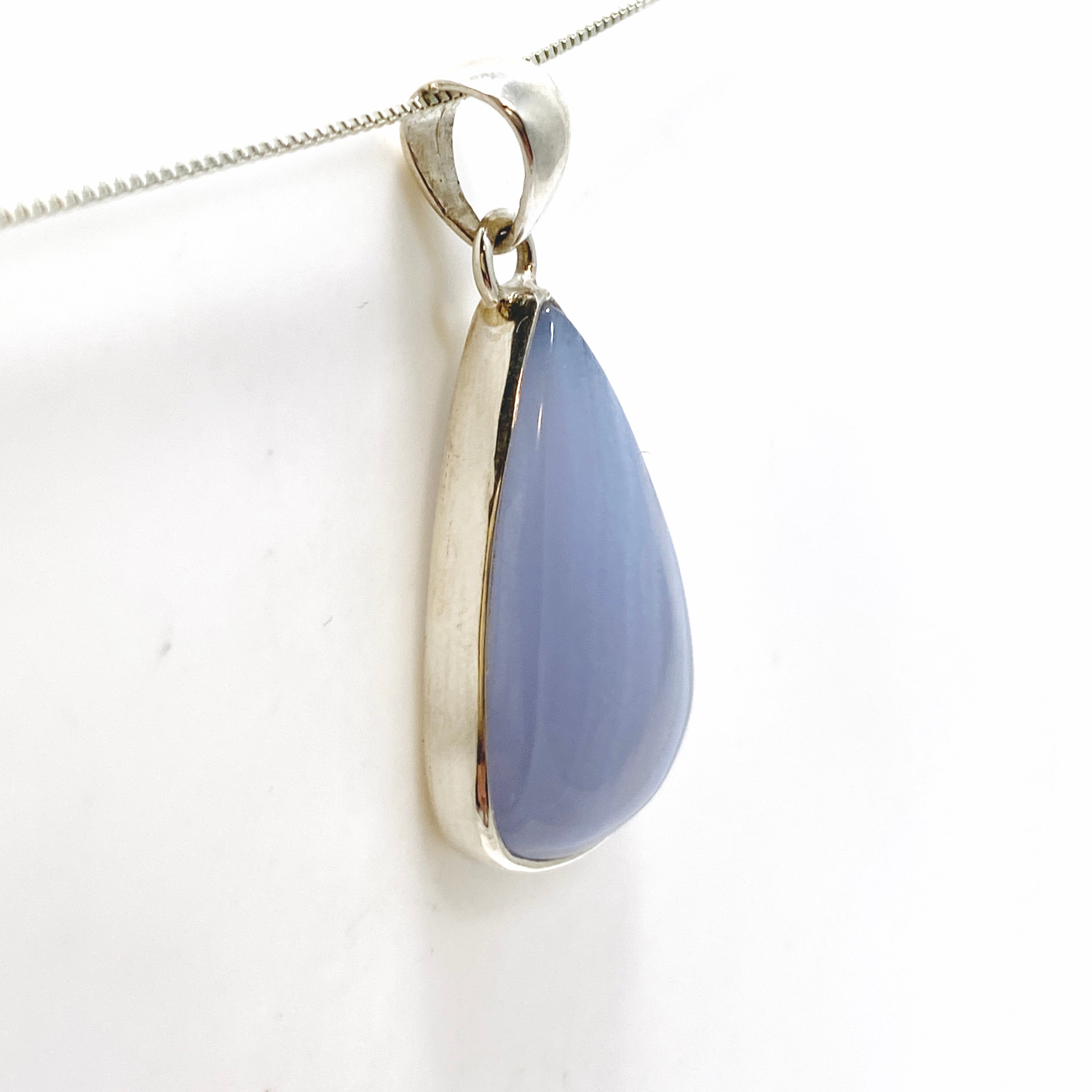 Blue Lace Agate Teardrop Cabochon Pendant KPGJ4828 - Natural Stone Jewelry for Women, Healing Crystal Necklace - Perfect for Meditation, Yoga & Spiritual Gifts