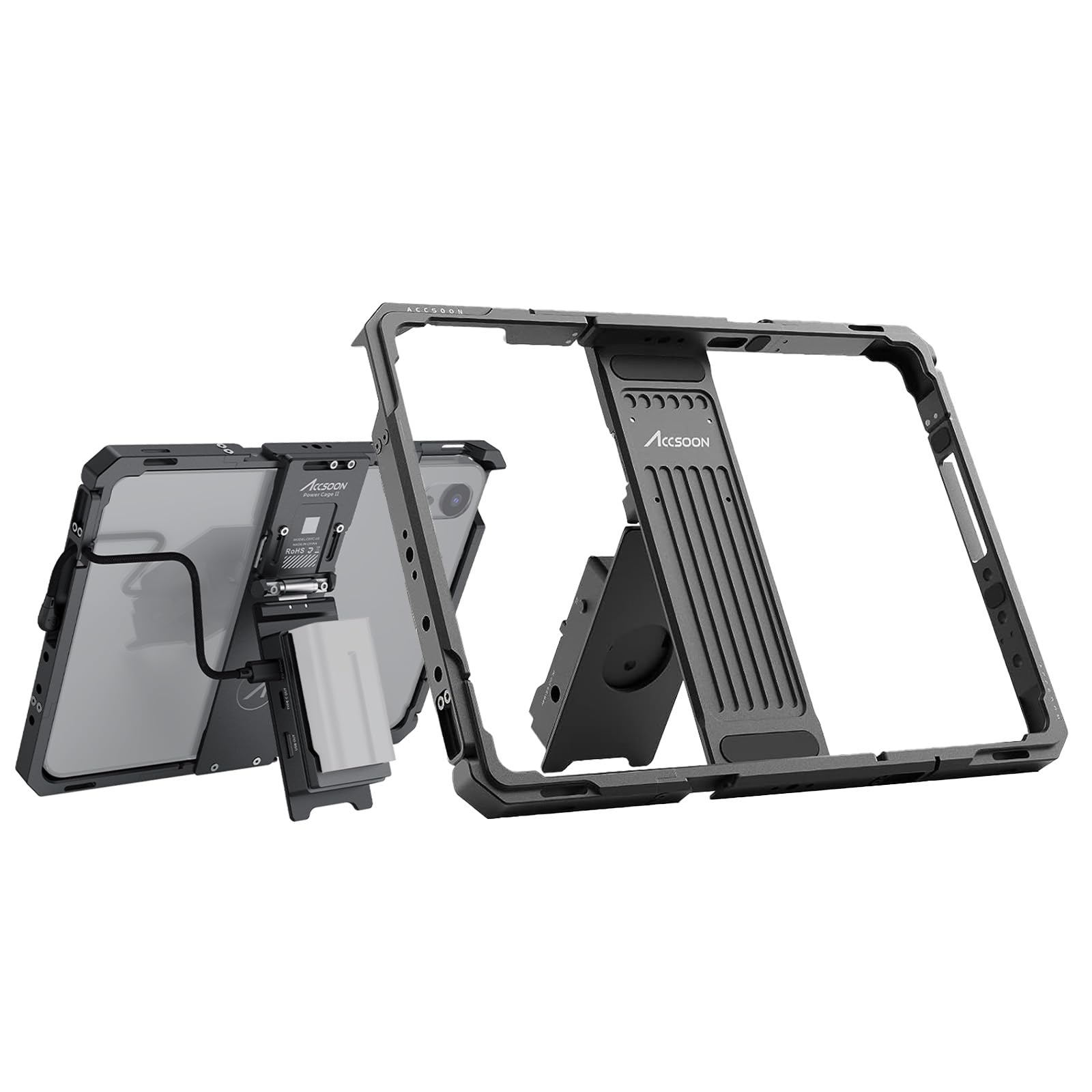 Accsoon Adjustable Power Cage Mount for iPad 5-10th Gen & iPad Air 3-5th Gen | NP-F Battery Slot & 1/4