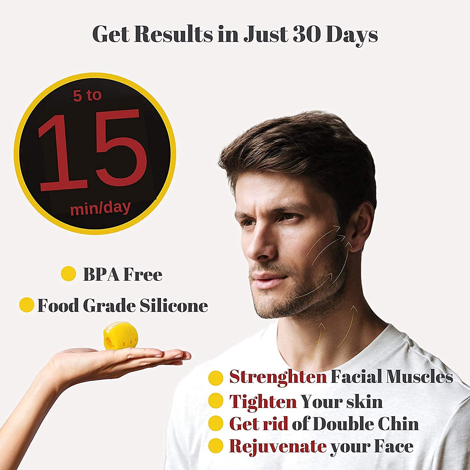 Kixre Jawline Exercise Ball - Double Chin Reducer & Neck Toner for Men and Women | Chewable Jaw Exerciser for Stronger Jawline & Facial Toning | Perfect for Home Workout, Office Stress Relief & Fitness Training
