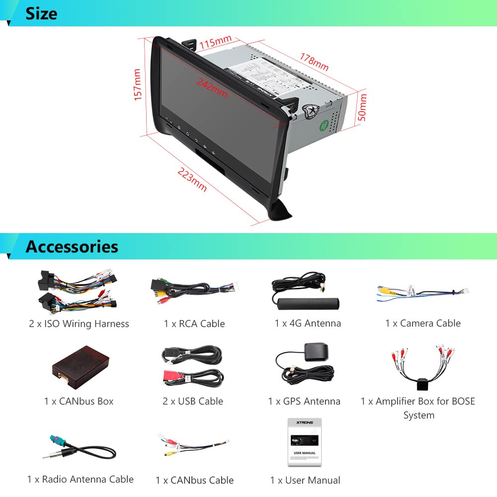 XTRONS Android 12 Car Stereo for Audi TT MK2 8J 2006-2012 - 8.8