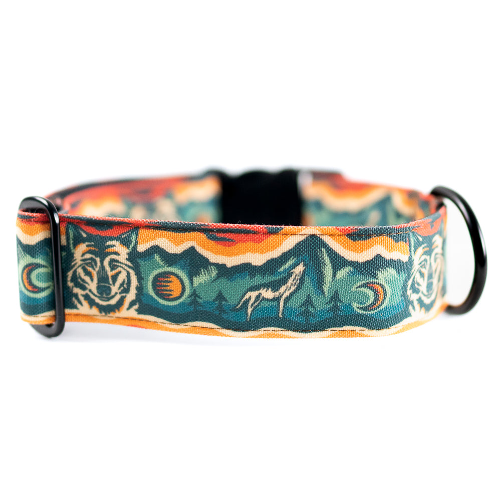 Desert Wolf Dog Collar - Handmade Leather Pet Collar with Unique Artistic Design | Durable & Adjustable for Large Dogs | Perfect for Outdoor Adventures, Hiking & Daily Walks
