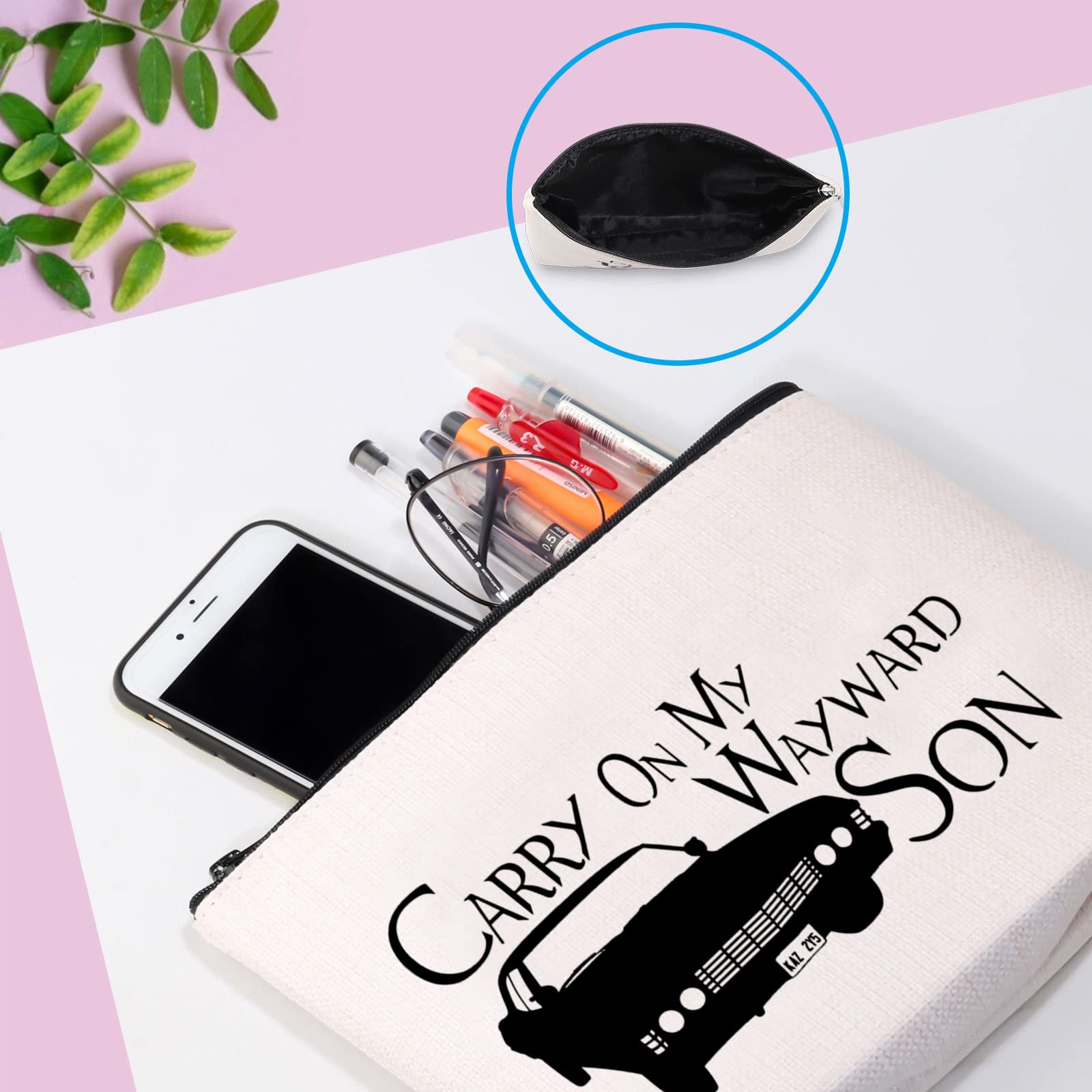 Carry On My Wayward Son Inspired Makeup Cosmetic Bag - Perfect TV Show Fan Gift for BFFs & Travel (Carry On EU)