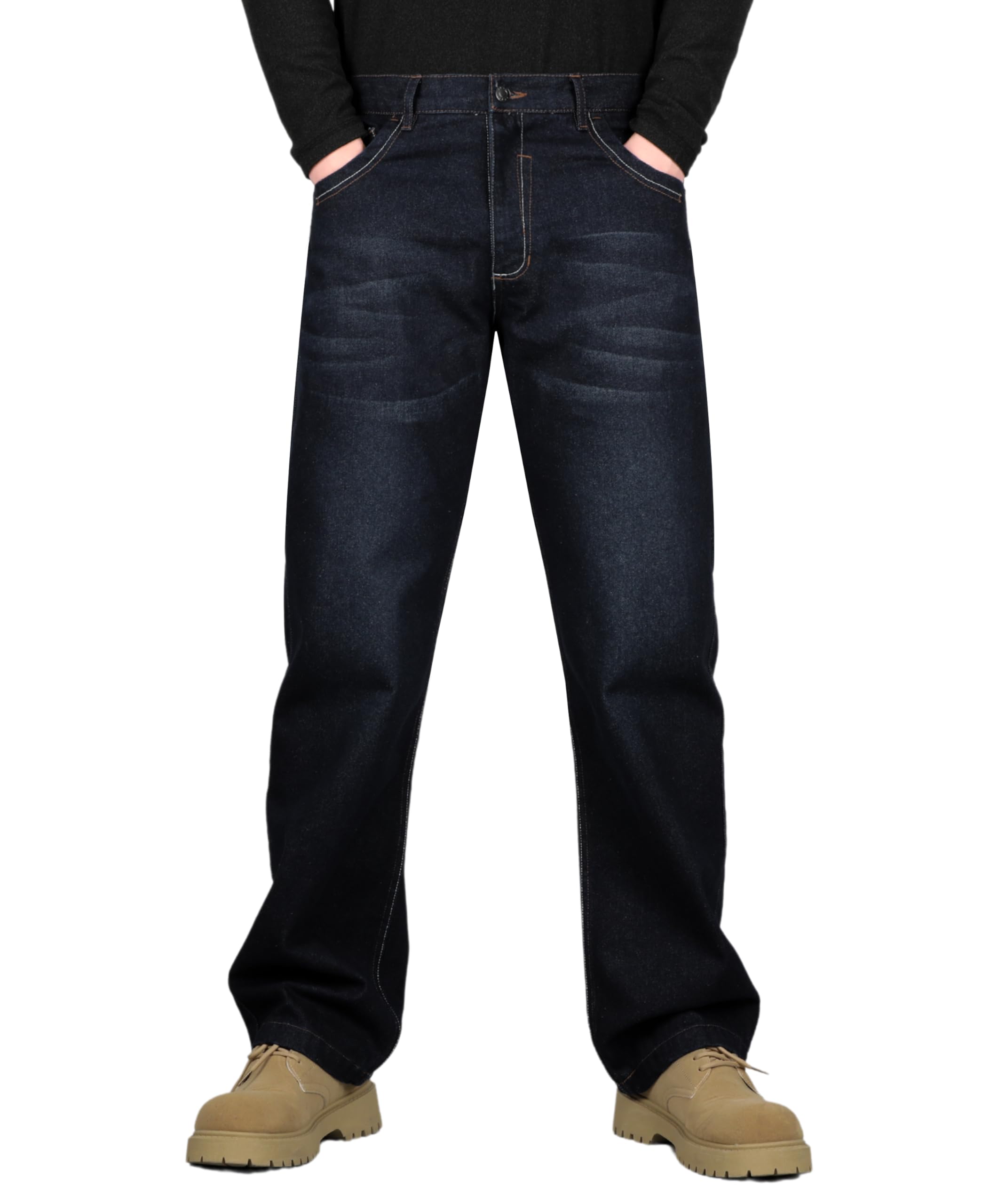 BOCOMAL FR Pants for Men - Flame Resistant Work Jeans 14oz Heavy Duty Washed Denim | Durable Safety Workwear for Construction, Welding & Industrial Jobs