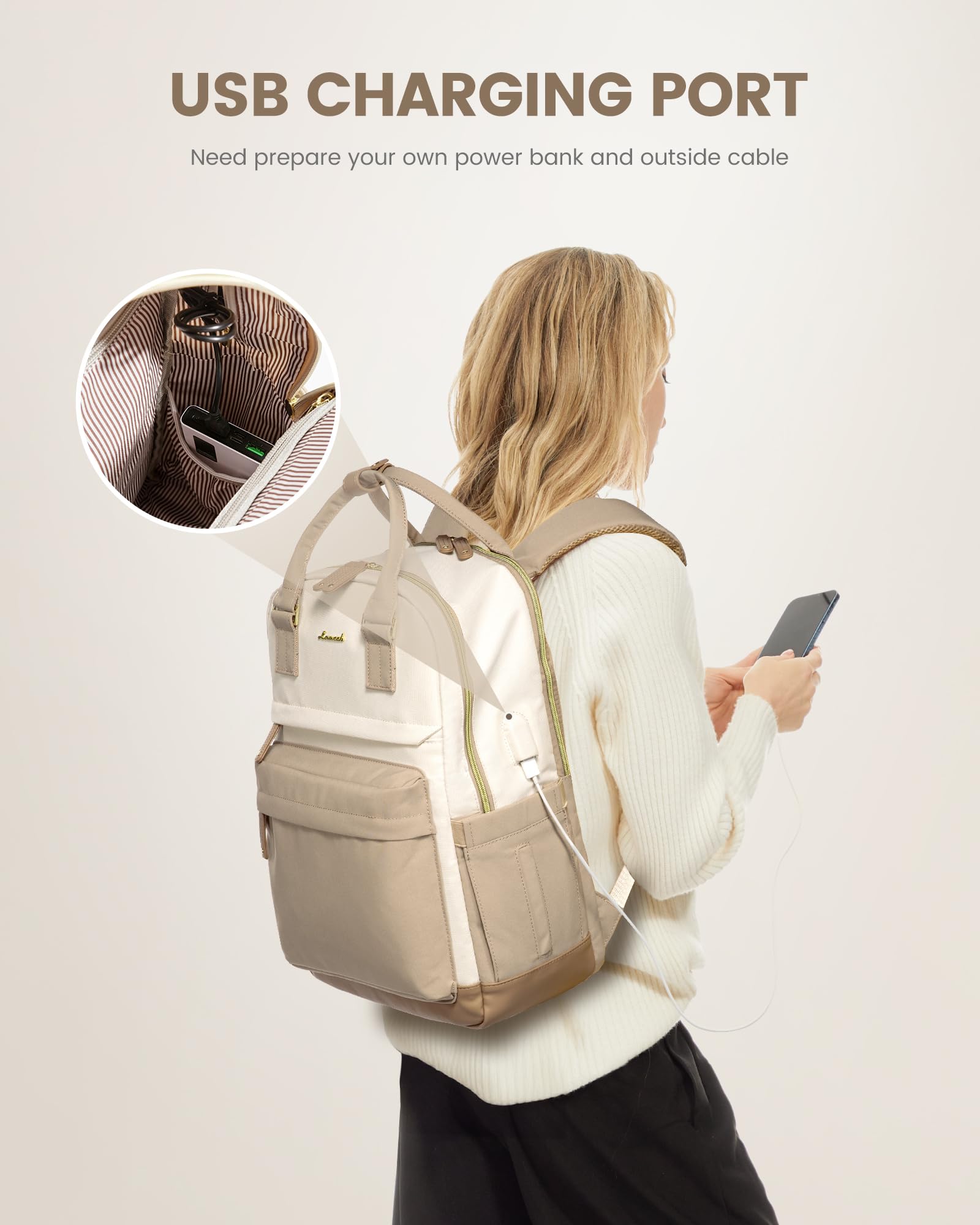 LOVEVOOK Women's 15.6 Inch Anti-Theft Laptop Backpack with USB Charging Port - Waterproof Travel Computer Bag for College, Work & Daily Commute - Perfect for Teachers, Nurses & Students (School, Office, Business Trips)