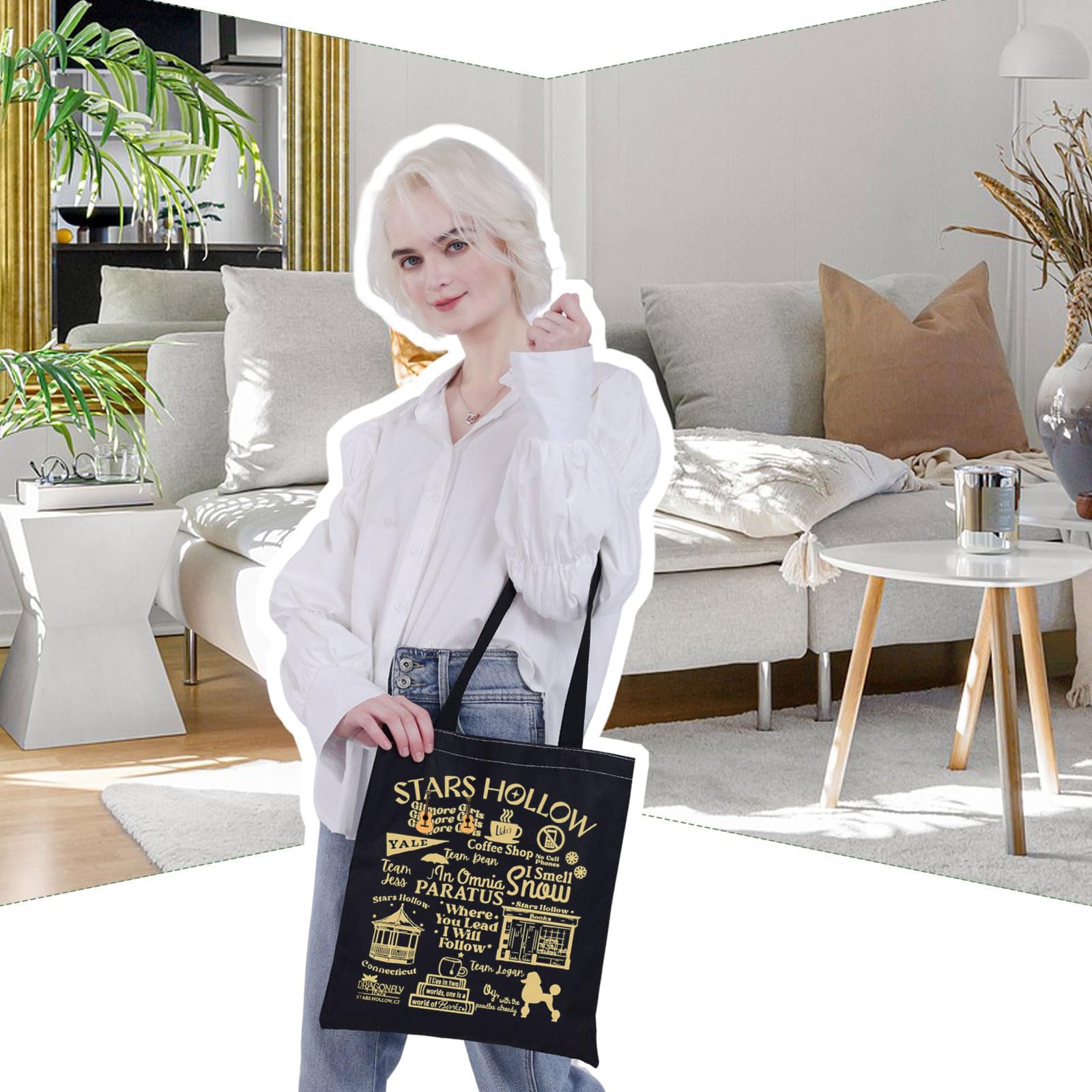 VAMSII Stars Hollow Tote Bag - Gilmore Girls Inspired TV Show Tote for Women, Perfect Gift for Fans & Friends - Great for Shopping, Beach Trips & Daily Use