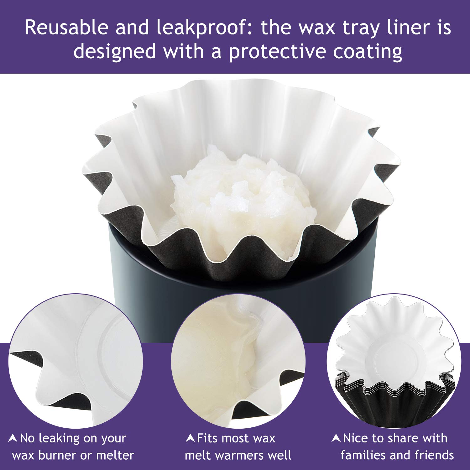 Boao Reusable Wax Melt Liners - Leakproof Wax Warmer Containers for Electric Plug-in Melters & Burners (150-Pack, White) - Perfect for Home Aromatherapy, Spa Relaxation, and Scented Candle Warmers