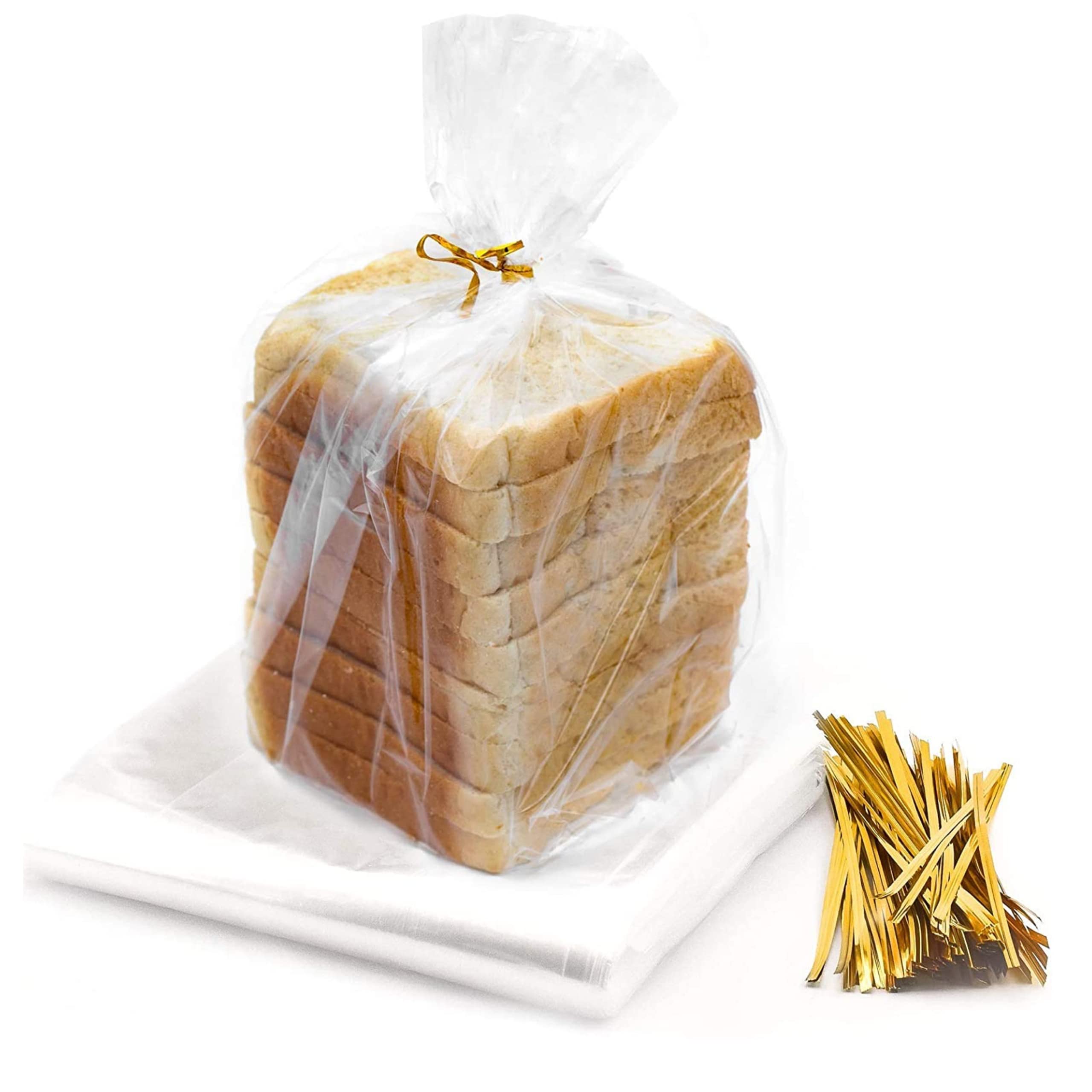 100 Pack Reusable Plastic Bread Bags with Ties - Clear Airtight Storage Bags for Homemade Bread, Moisture-Free Preservation - Perfect for Home Bakers & Bakery Owners - Great for Fresh Bread Storage, Meal Prep & Gifting