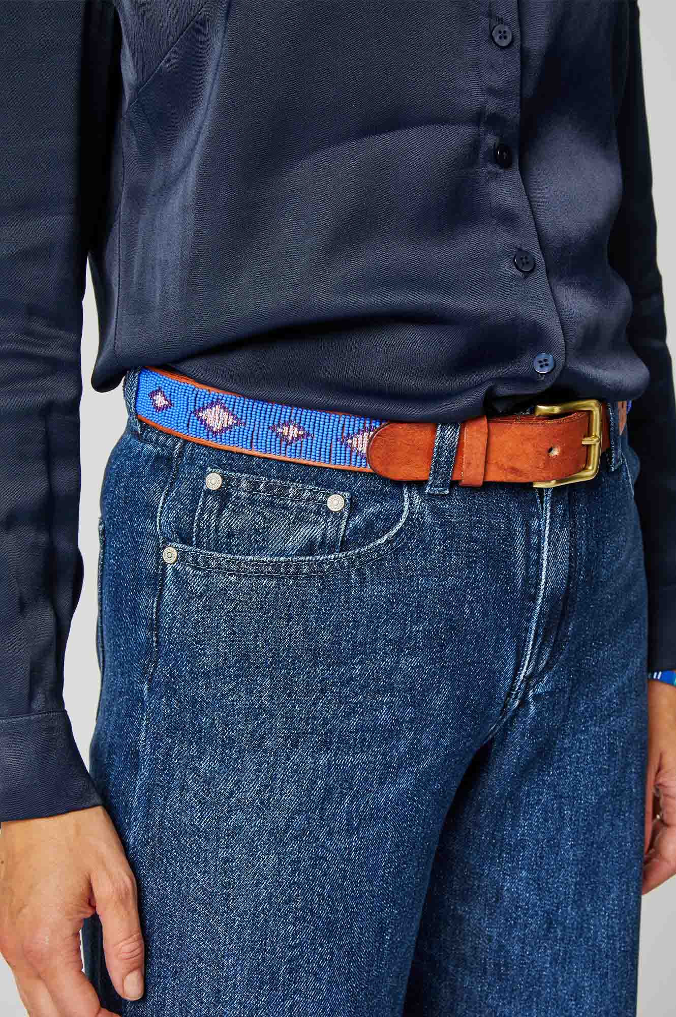 Belmasi Men's Genuine Leather Belt - Classic Blue for Casual & Formal Wear | Durable & Stylish Accessory for Office, Business, and Everyday Use