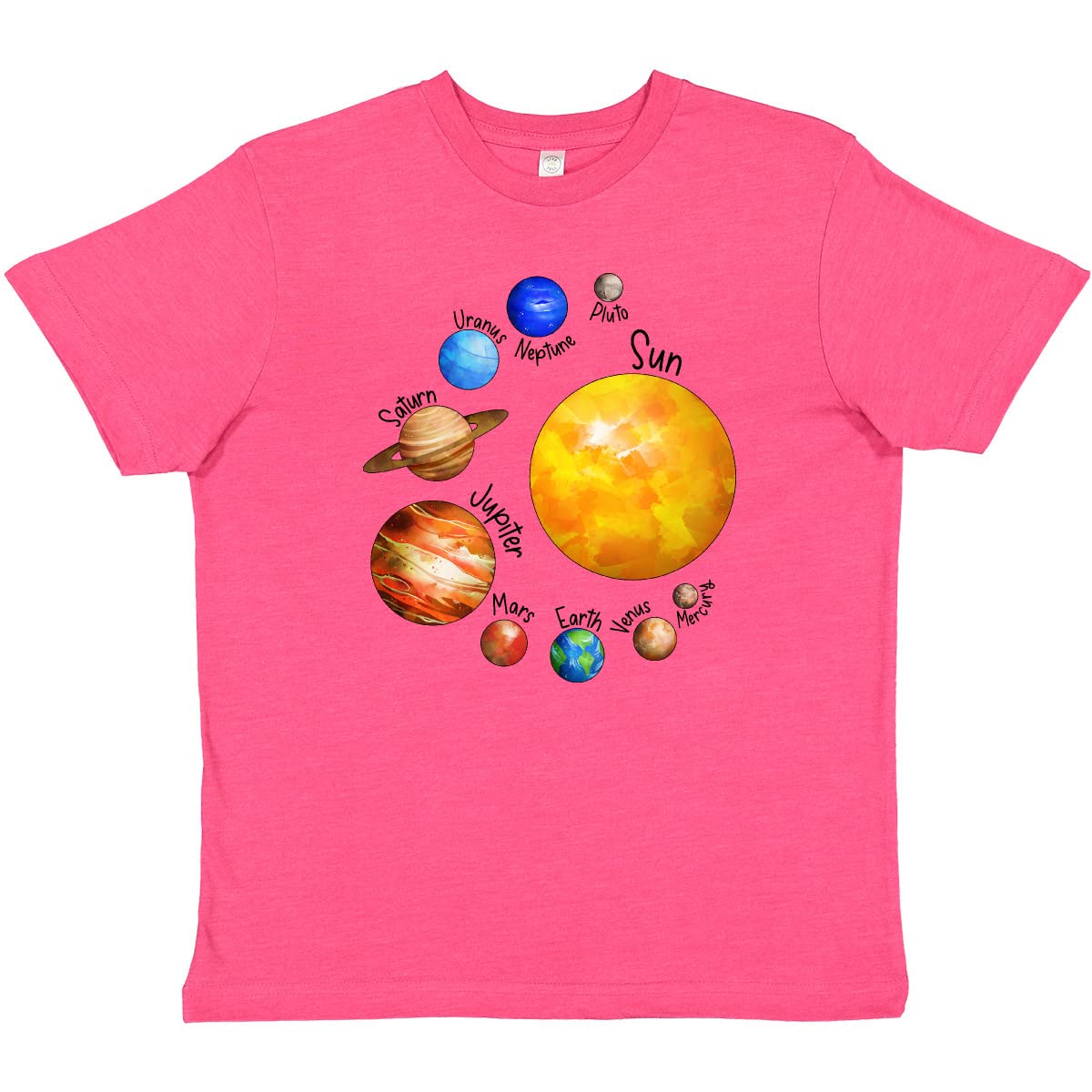 Inktastic Sun and Planets - Yes, and Pluto Youth T-Shirt | Space Themed Kids T-Shirt for Astronomy Lovers | Perfect for School, Science Fair & Space Enthusiasts