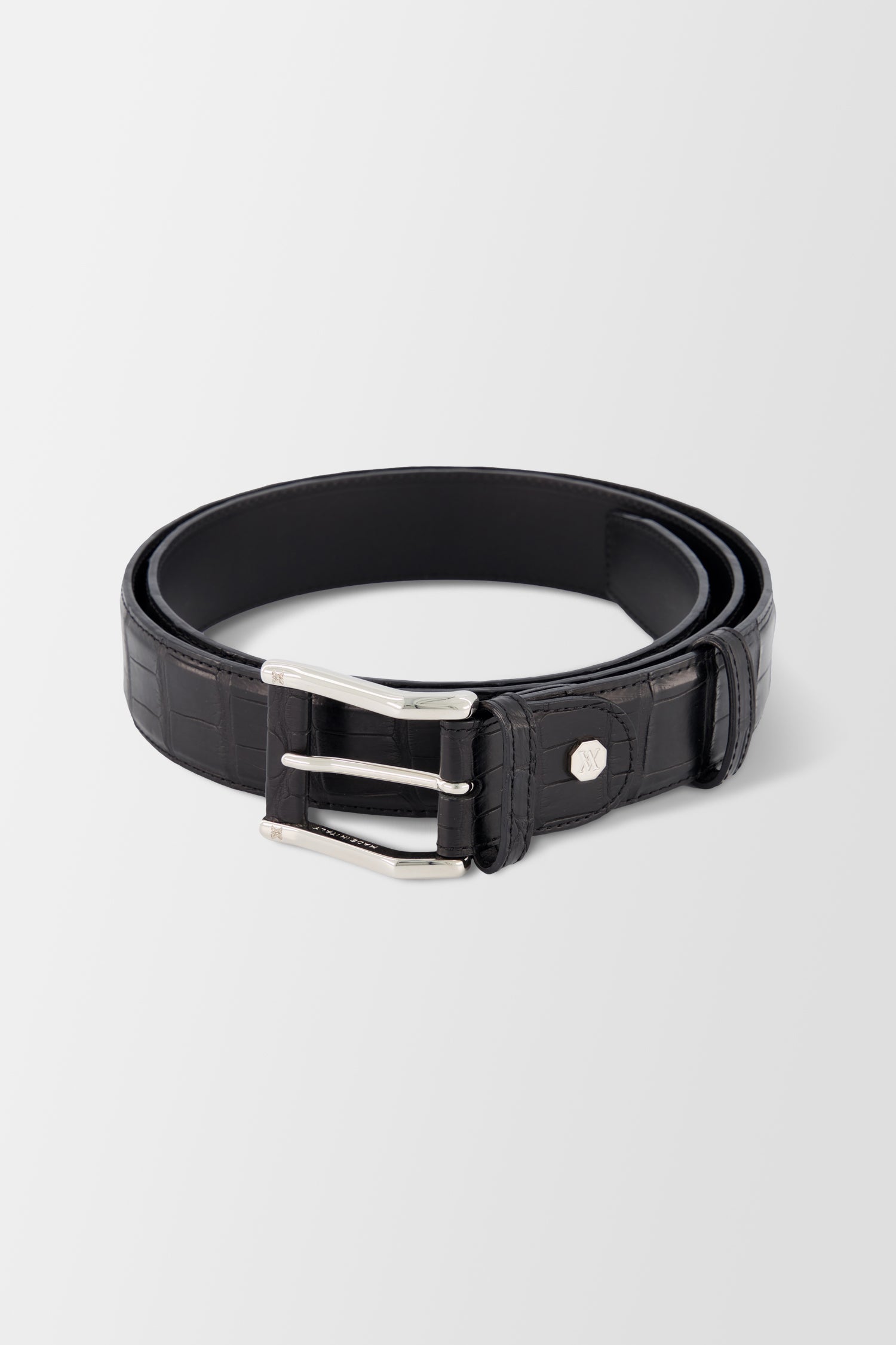 Luxury Artioli Black Alligator Skin Leather Belt for Men - Premium Dress Belt for Business, Formal Occasions & Special Events