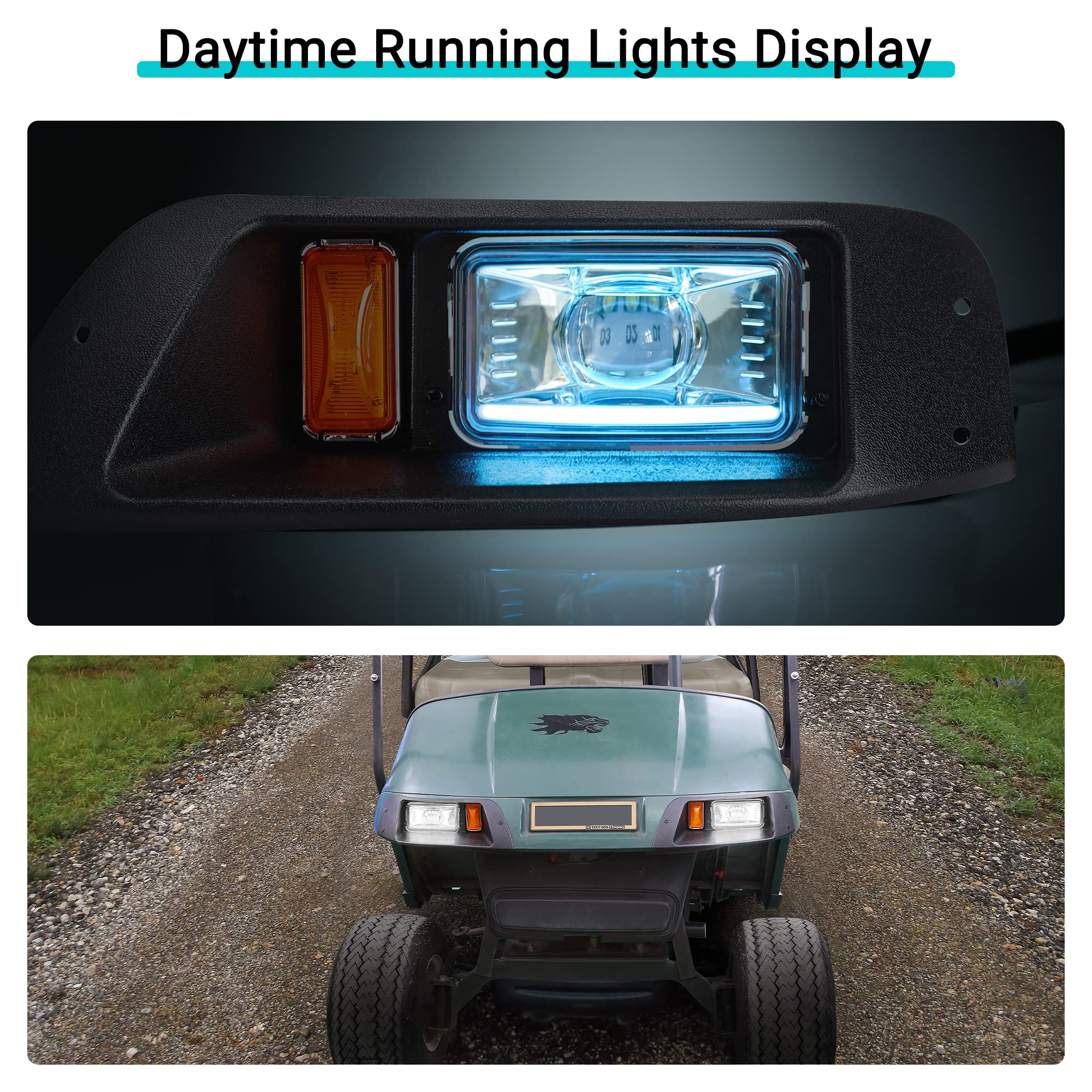 EZGO TXT Golf Cart Headlight Kit (1995-2013) - 12V/36V/48V Street Legal LED Light Kit with DC Converter, DRL, Turn Signals & Brake Lights - Perfect for Night Driving & Neighborhood Safety