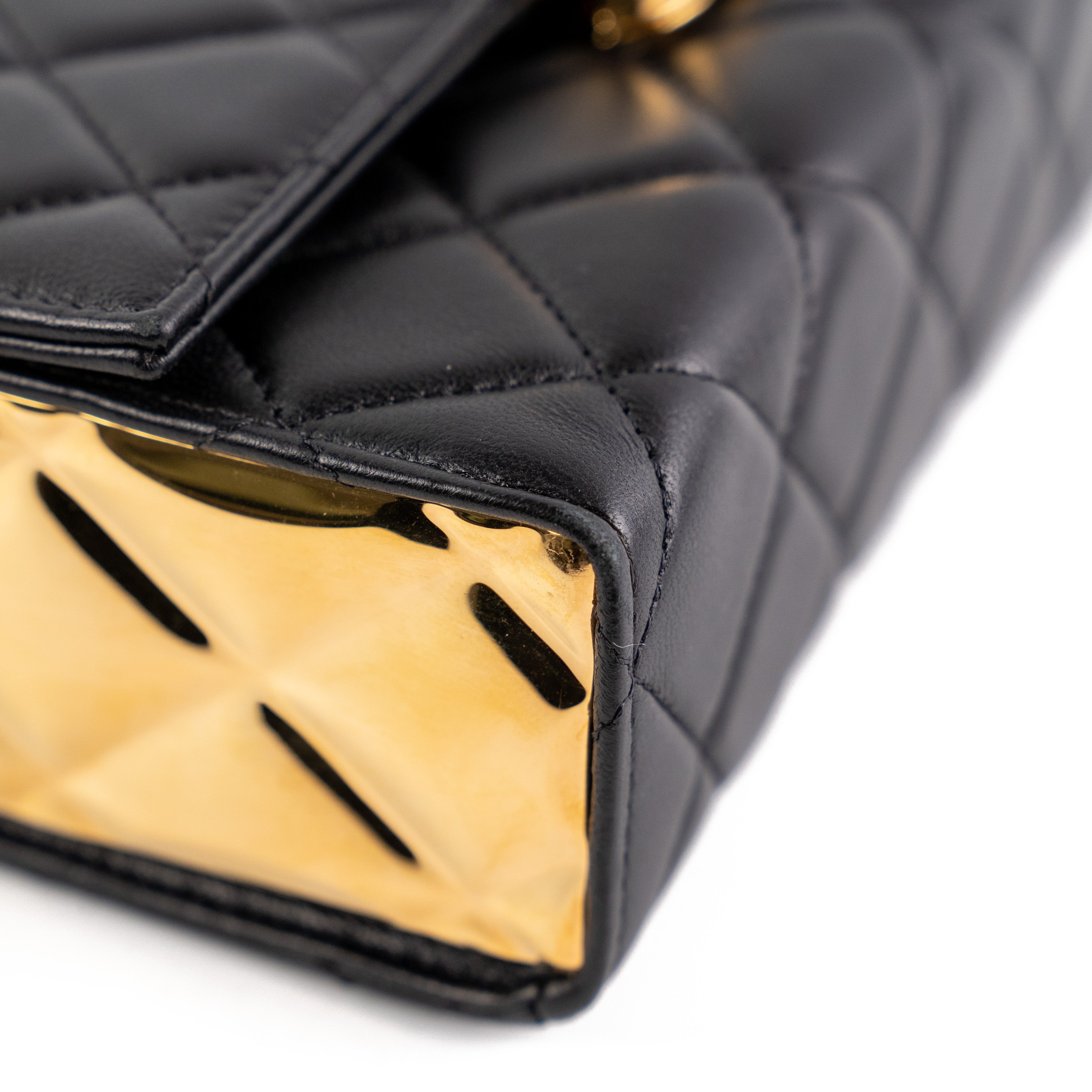 Chanel Seasonal Rectangular Black and Gold Box Bag with Microchip - Luxury Designer Handbag for Women, Perfect for Evening Parties, Date Nights & Special Occasions