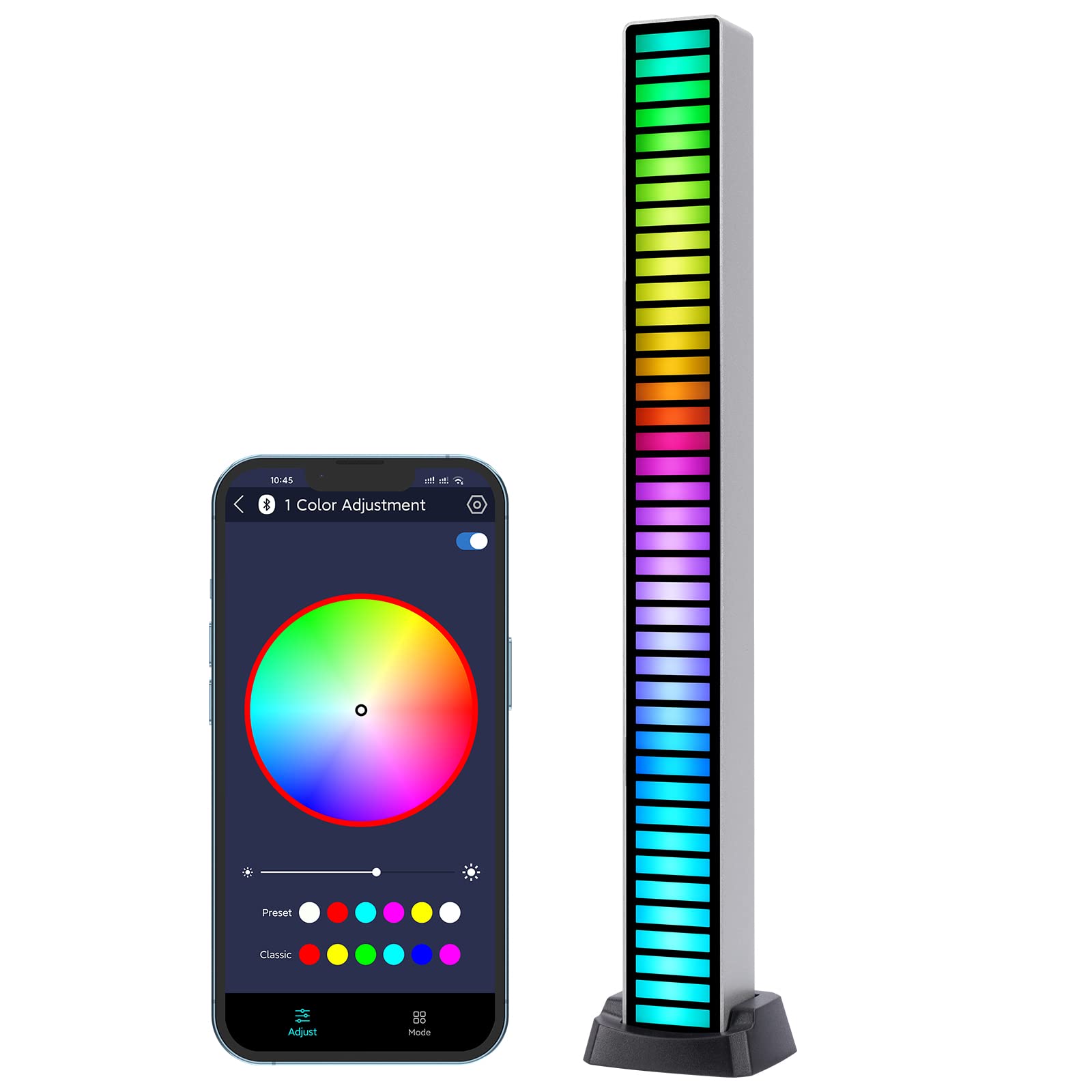Voice Activated RGB LED Light Bars - 40Bit Music Sync, 18 Scene Modes, Smart Sound Control Ambient Lighting for Cars, Gaming PC, TV & Room Decoration | Perfect for Home Theater, Party Lighting & Gaming Setup