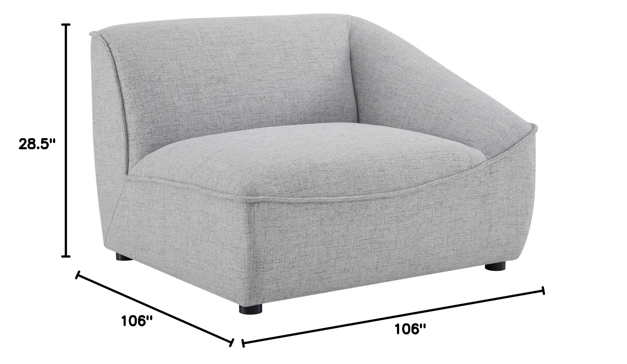 Modway Comprise 5-Piece Fabric Upholstered Sectional Sofa Set in Light Gray - Modern Living Room Furniture for Small Spaces & Apartments