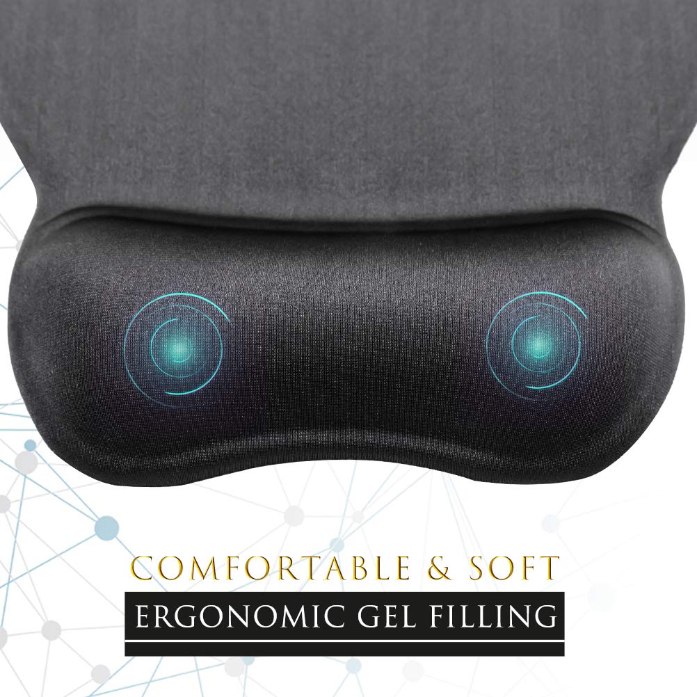 Ergonomic Mouse Pad with Wrist Support - Non-Slip Computer Mouse Pad for Office & Gaming - Comfortable Wrist Rest for Long Hours of Work or PC Gaming