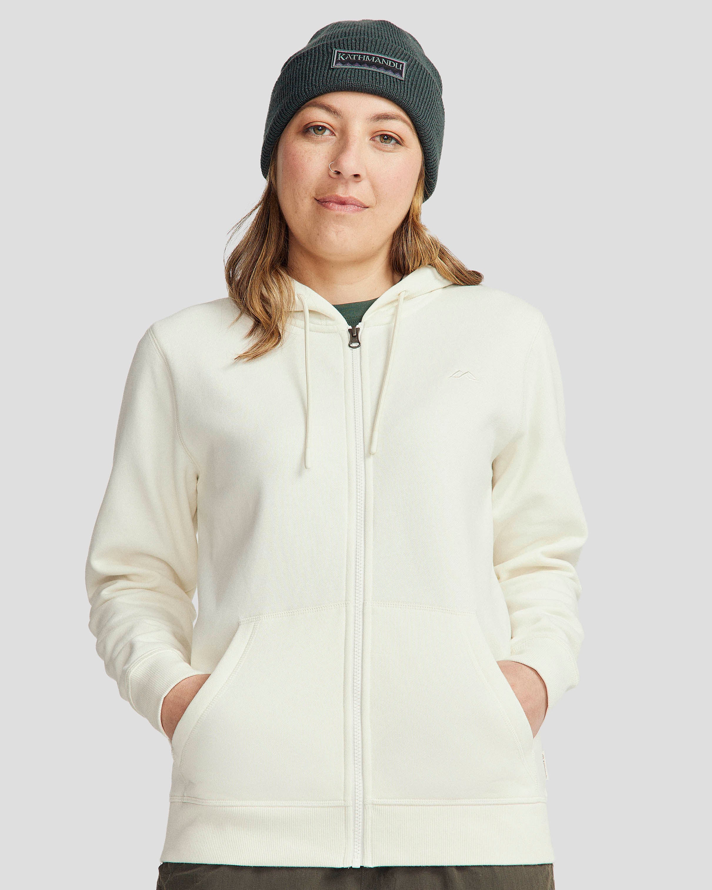 Women's Full Zip Hoodie - Soft & Comfortable Natural Color Fleece Jacket for Casual Wear, Outdoor Activities & Lounge