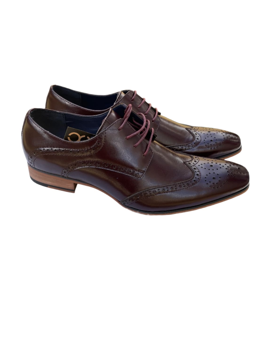 Cavani Conrad Men's Derby Brogue Dress Shoes in Wine Red - Perfect for Formal Events, Weddings & Office Wear