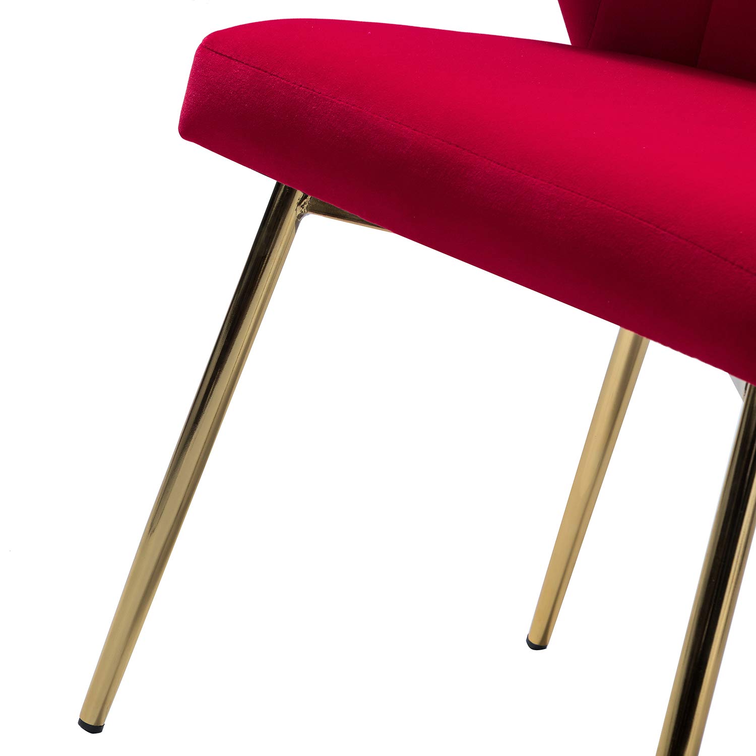 TINA'S HOME Velvet Dining Chairs Set of 2 - Modern Upholstered Side Chairs with Golden Metal Legs, Small Armless Accent Chairs for Living Room, Kitchen, Bedroom & Beauty Salon | Perfect for Small Spaces, Dining Sets and Home Decor (Red)