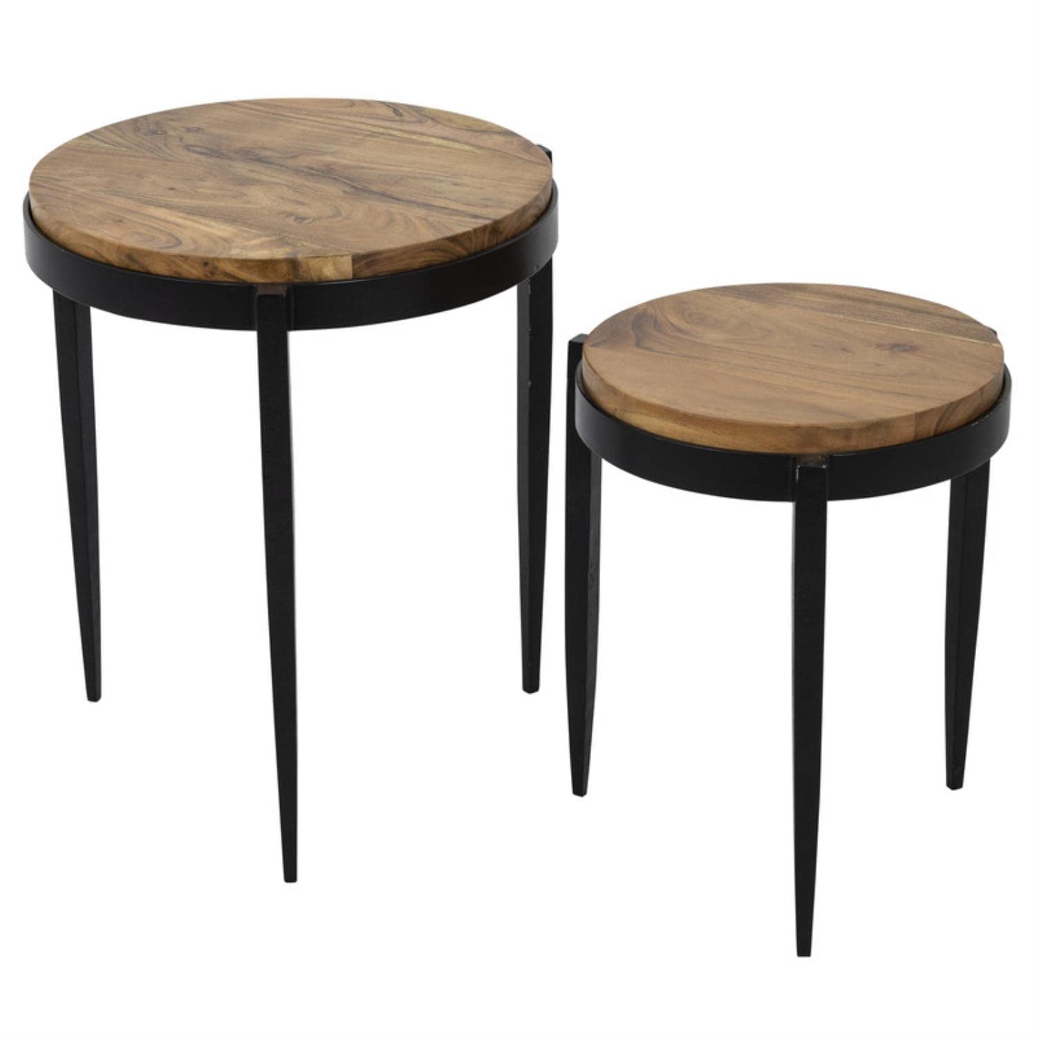 Yosemite Home Decor Raju Wood and Iron Nesting Tables Set of 3 - Multi-Color Coffee Tables for Living Room, Bedroom, or Patio
