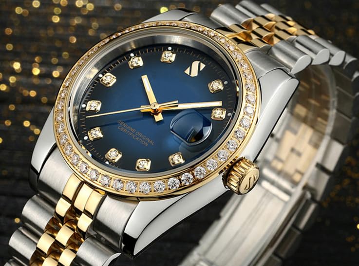 Reginald Men's Automatic Gold Watch - Stainless Steel Strap, Waterproof Mechanical Watch with Calendar - Perfect for Business, Formal Events & Everyday Wear