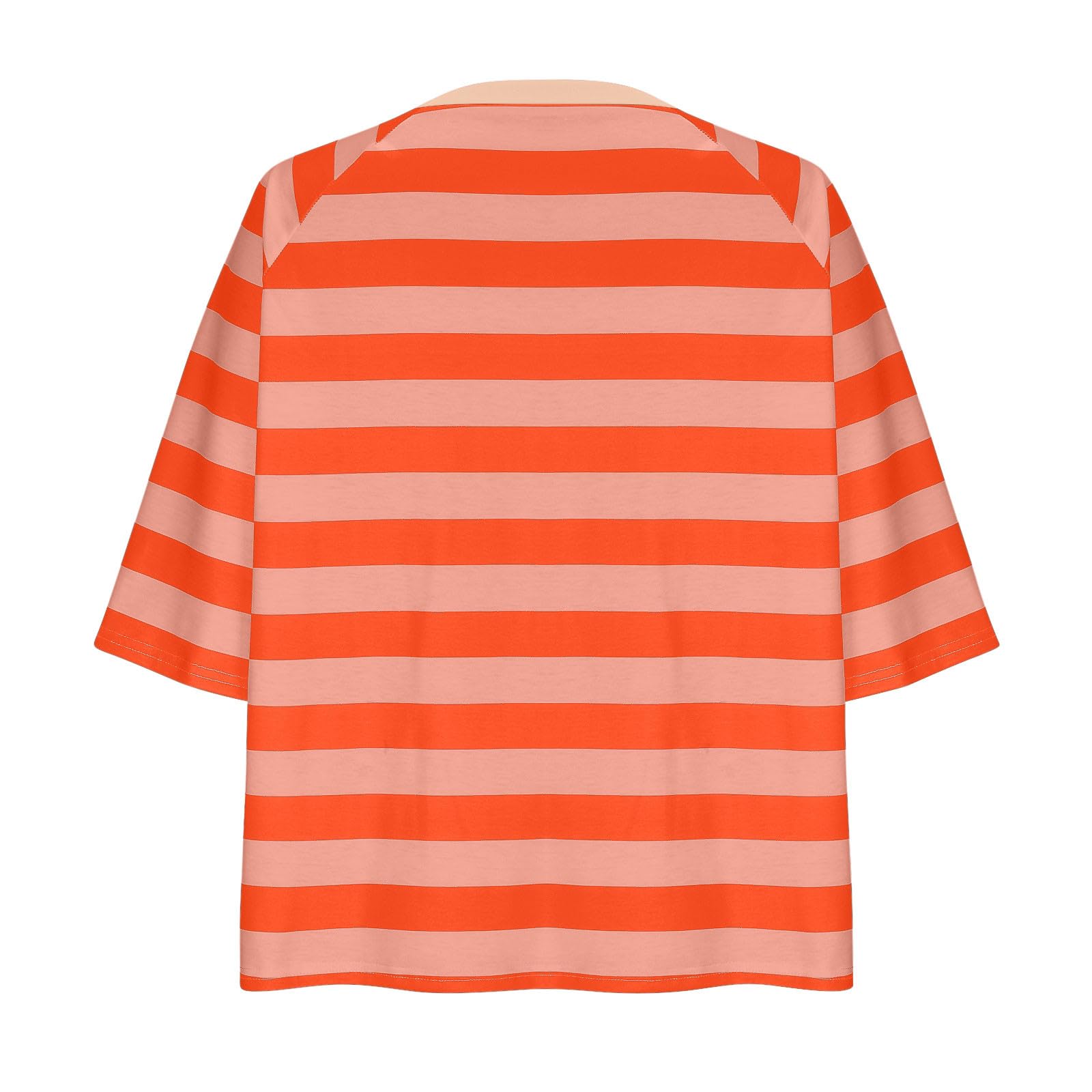 Women's Striped Casual Crewneck T-Shirt - Soft Elbow Sleeve Pullover Tee - Loose Fit Trendy Blouse for Everyday Wear, Weekend Outings & Layering