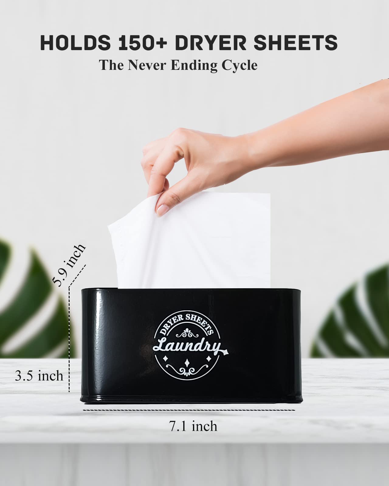 Farmhouse Style Metal Dryer Sheet Holder & Dispenser - Laundry Room Organization & Storage Container for Dryer Sheets - Perfect for Laundry Room Decor & Closet Organization (Black) - Ideal for Homes, Apartments & Laundry Rooms