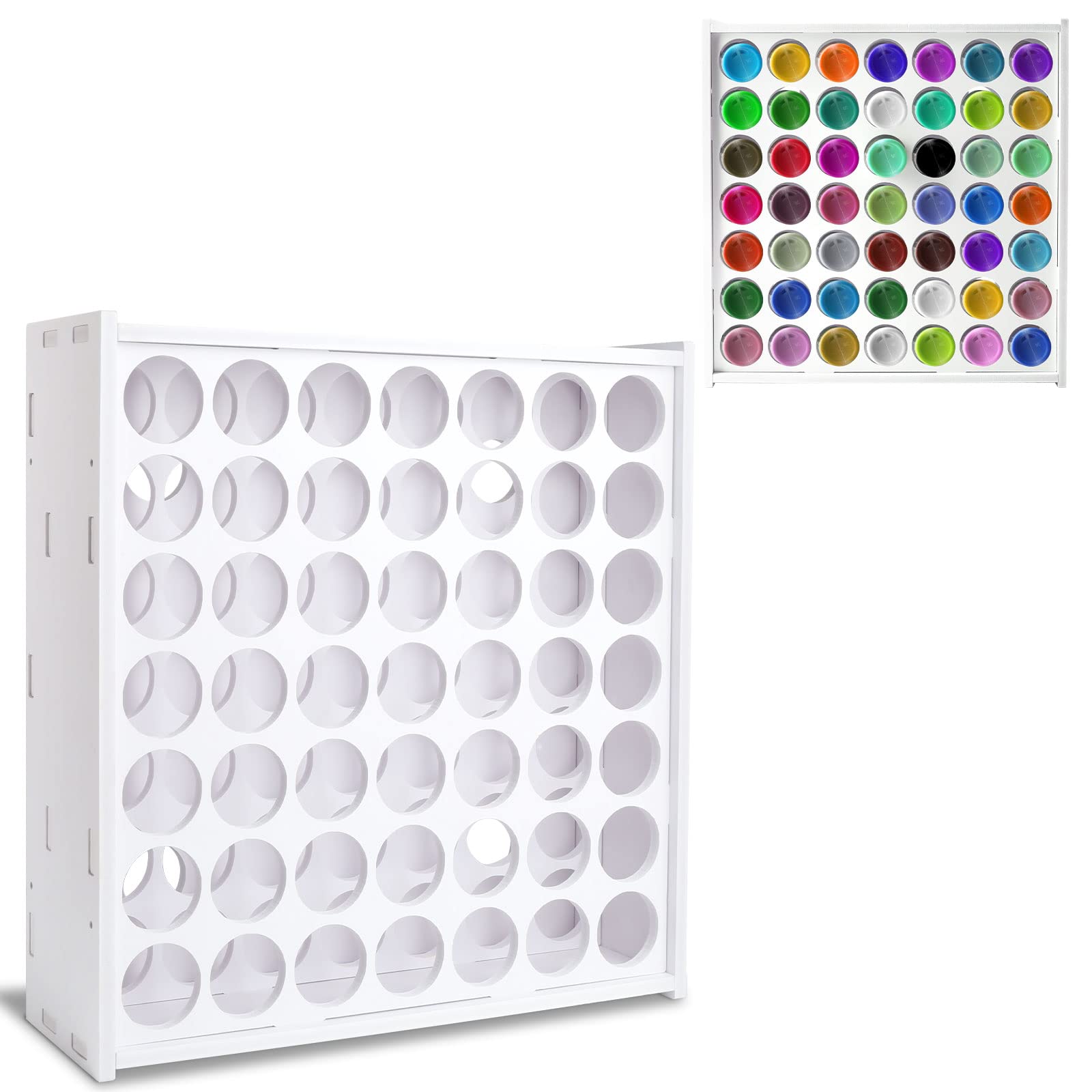 Wall-Mounted Craft Paint Storage Rack with 49 Holes - Organizer for 2oz Miniature Paint Sets like Apple Barrel & Folkart - Perfect for Artists, Hobbyists & DIY Craft Projects