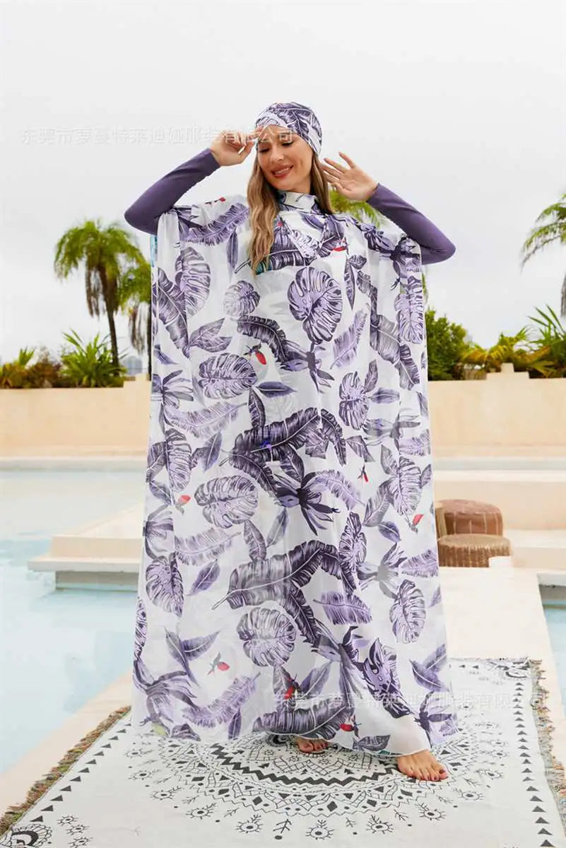 4-Piece Full Coverage Halal Burkini Swimwear Set - Modest Islamic Beachwear for Women, Swimming, Surfing & Sun Protection