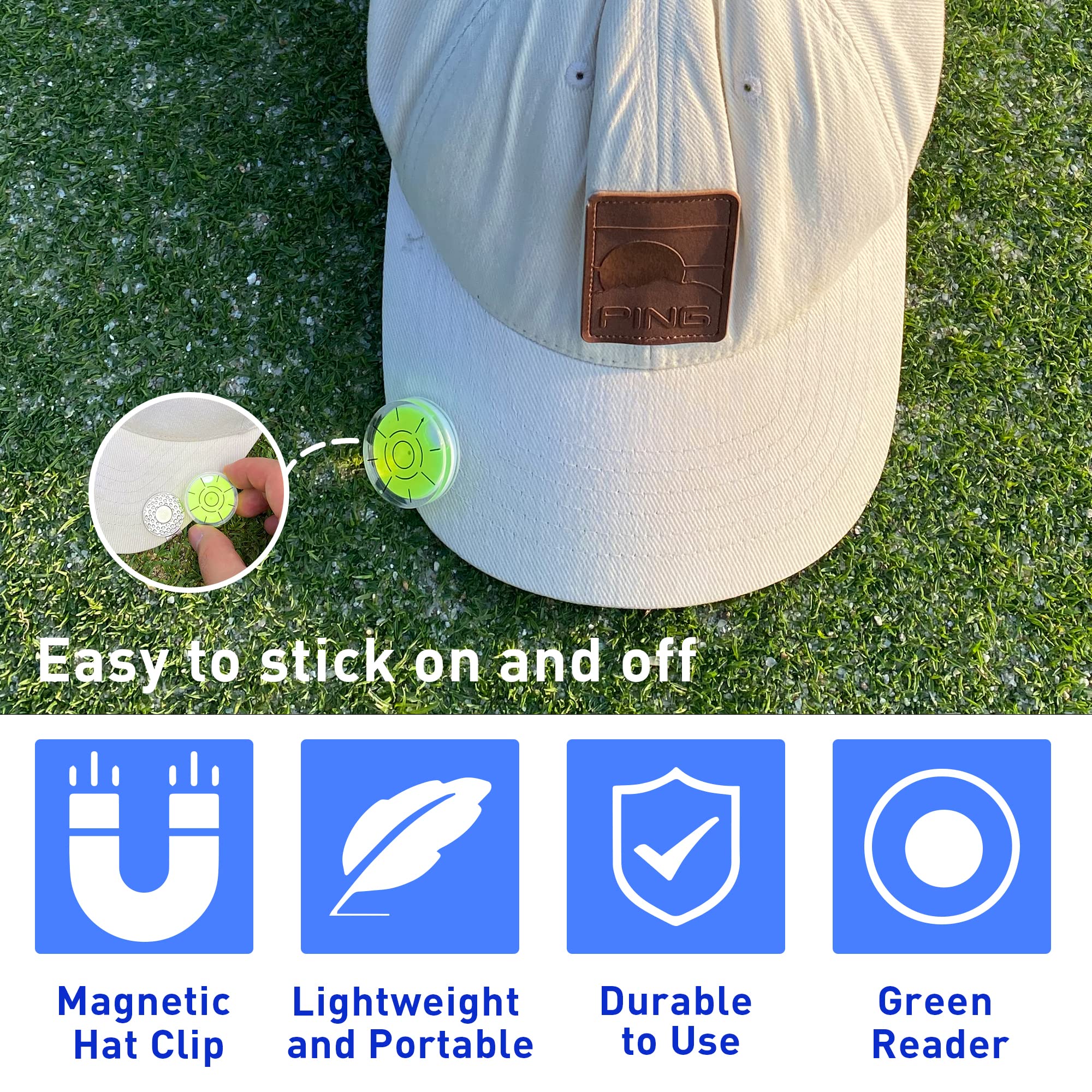 Premium Golf Ball Marker with Magnetic Hat Clip - Golf Putting Training Aid & Green Slope Reader - Best Golf Accessories for Men & Women - Perfect Golf Gifts for Players & Coaches (Ideal for Practice, Tournaments & On-Course Use)