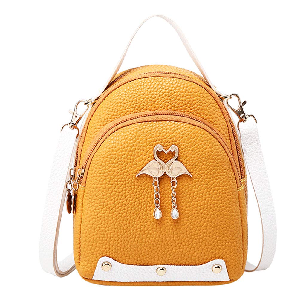 Fashionable Women's Leather Shoulder Backpack - Small Solid Color Swan Design Lunch Bag for Work, School & Travel
