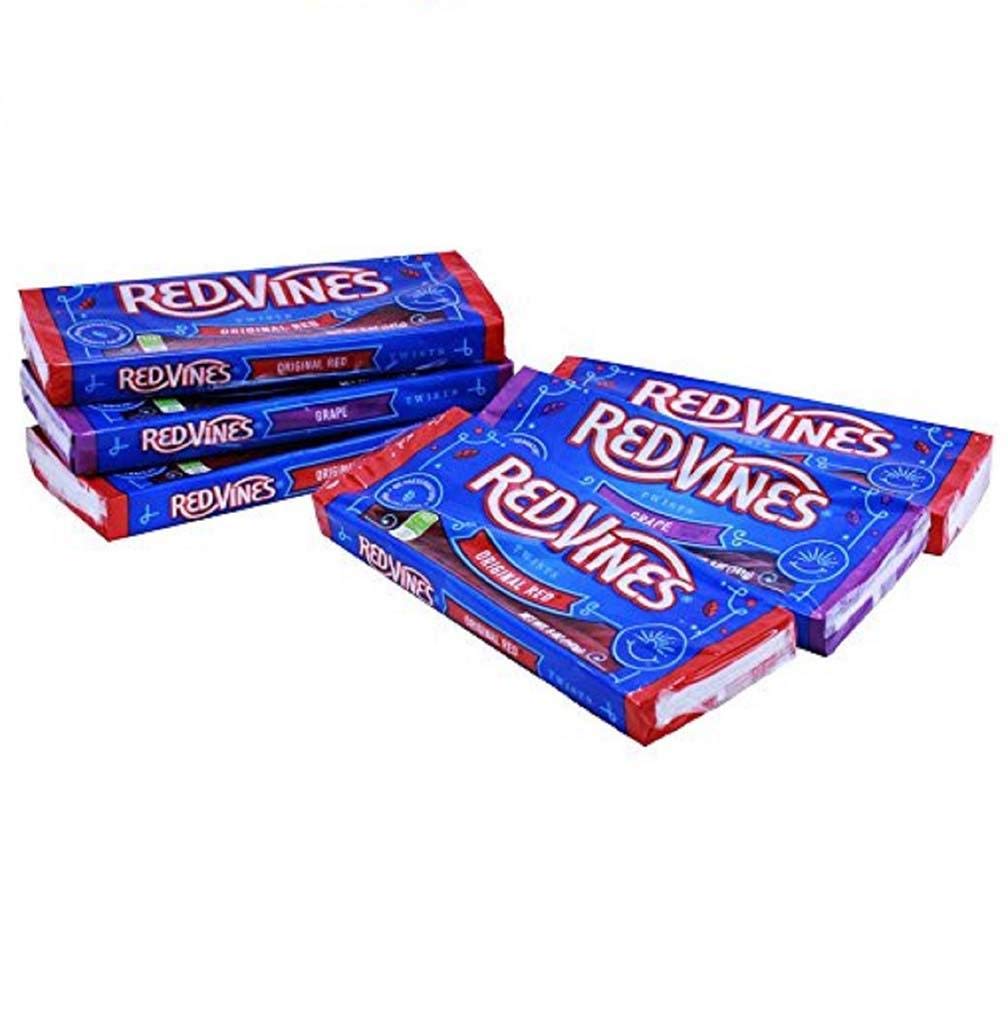 Red Vines Licorice Variety Pack - Red & Grape Flavored Soft Chewy Candy Twists (6 Pack, 5oz Trays) | Perfect for Movie Nights, Party Favors & Office Snacks