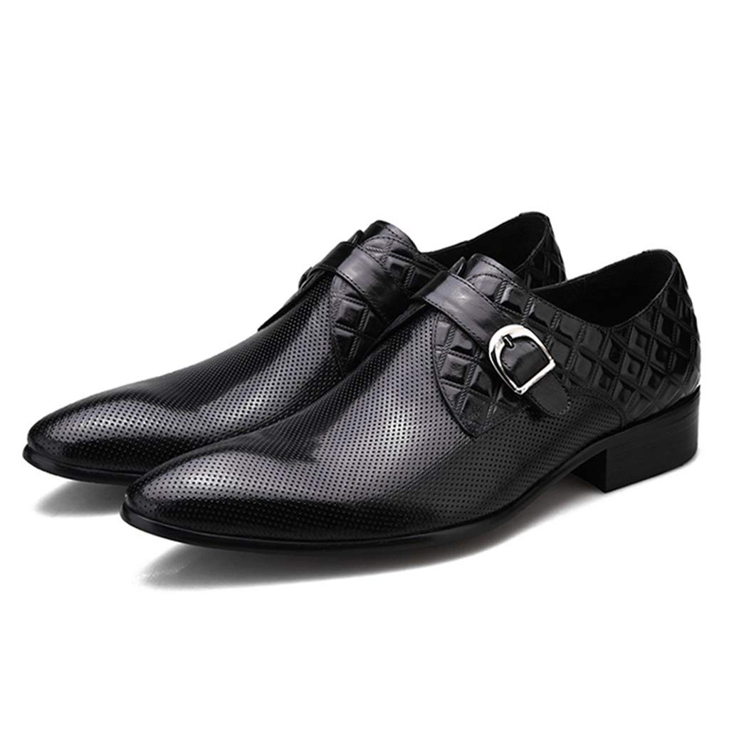 Men's Monk Strap Dress Shoes - Genuine Leather Oxford Business Casual Shoes for Office, Work, Party & Banquet - Black Size 42/UK 8/US 8.5 - Perfect for Professional Workwear & Formal Events